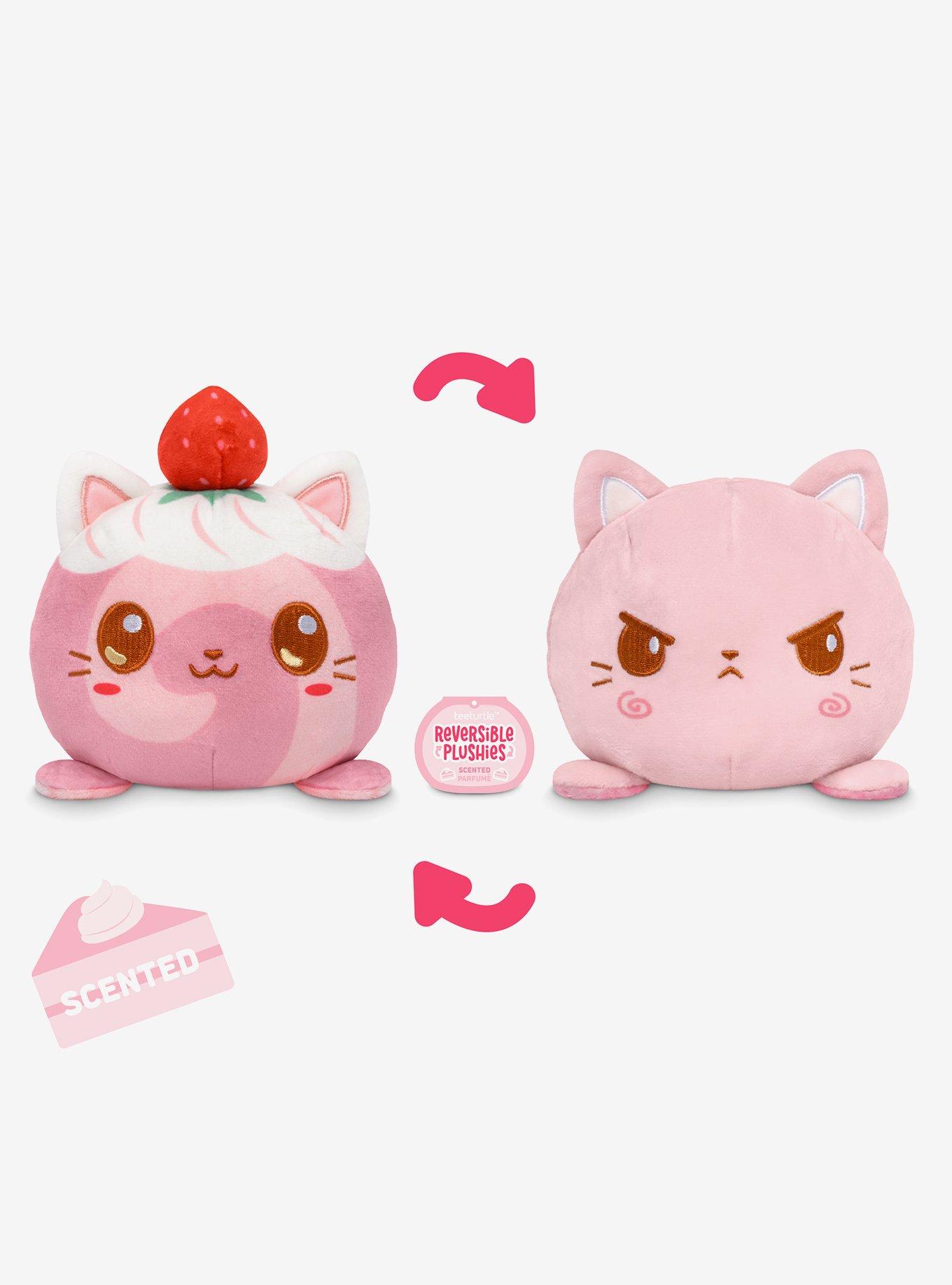 TeeTurtle Strawberry Kitty Strawberry Cake Scented 4 Inch Reversible Plush, , hi-res