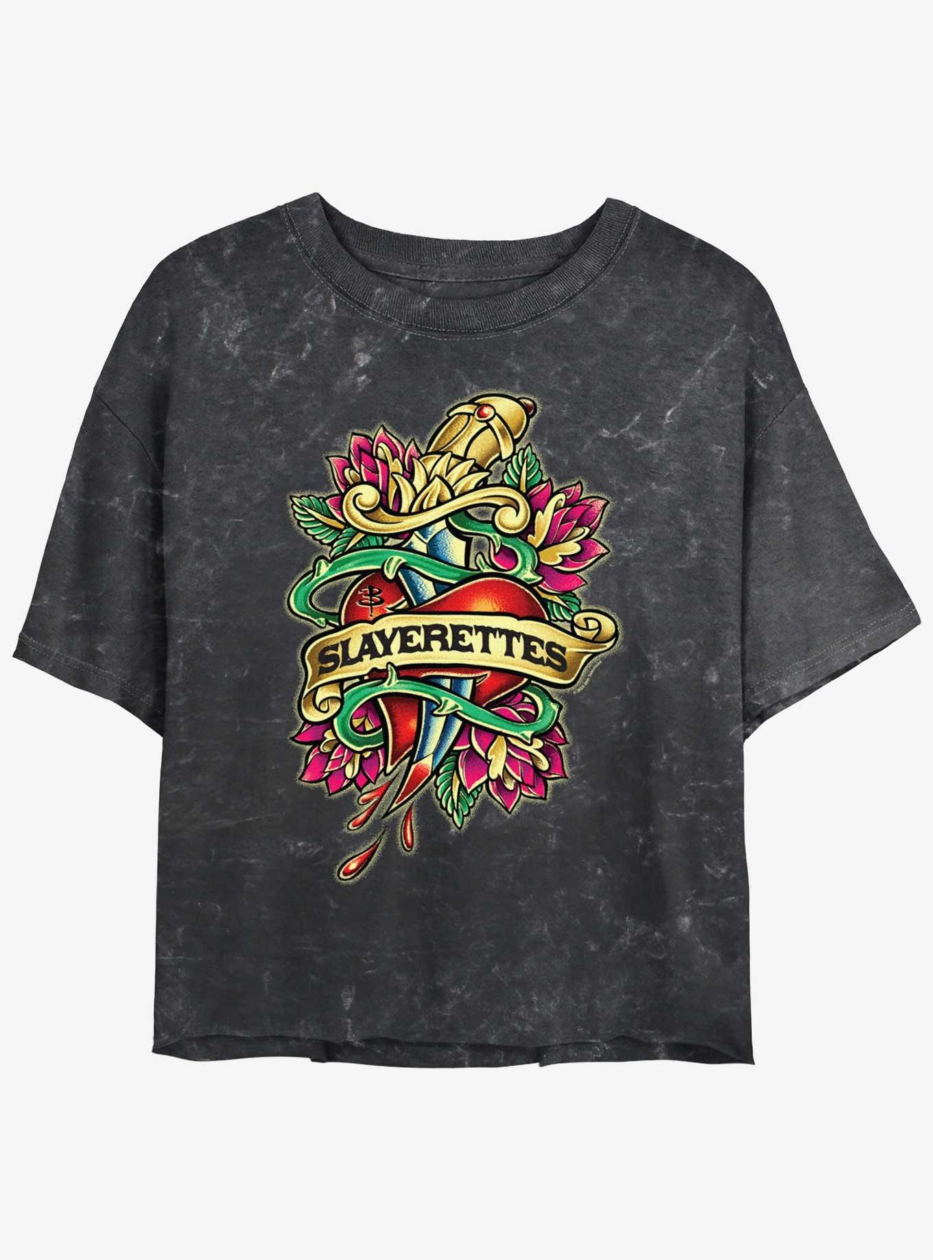 Buffy The Vampire Slayer Slayerettes Mineral Wash Womens Crop T-Shirt, BLACK, hi-res