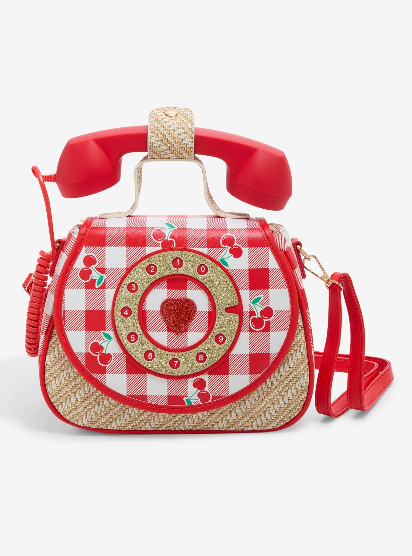 Bewaltz Cherry Gingham Phone Figural Crossbody Bag, , hi-res