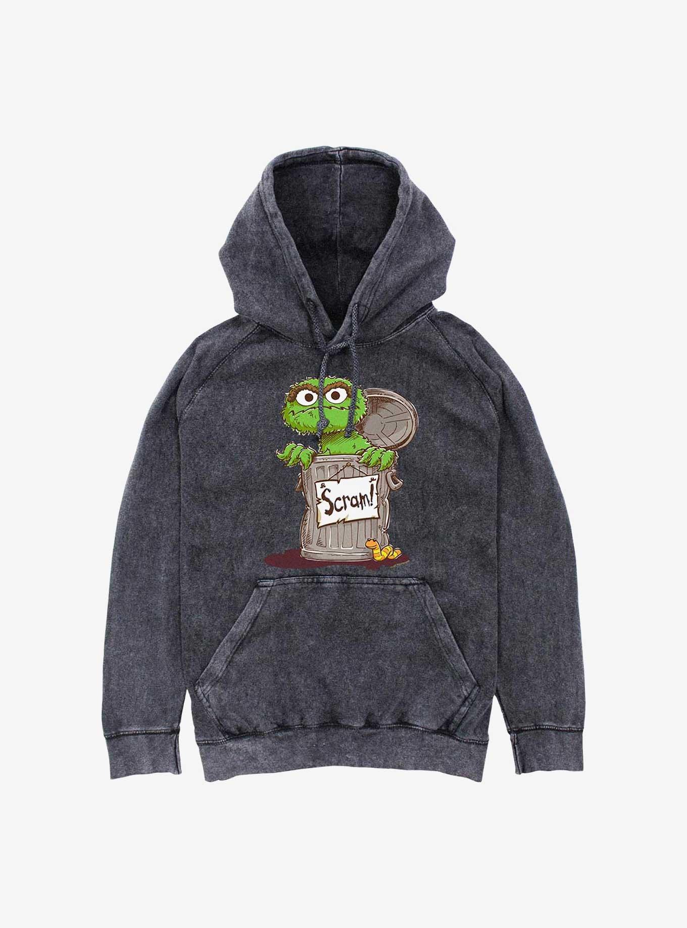 Sesame Street Oscar Scram Sign Mineral Wash Hoodie, , hi-res