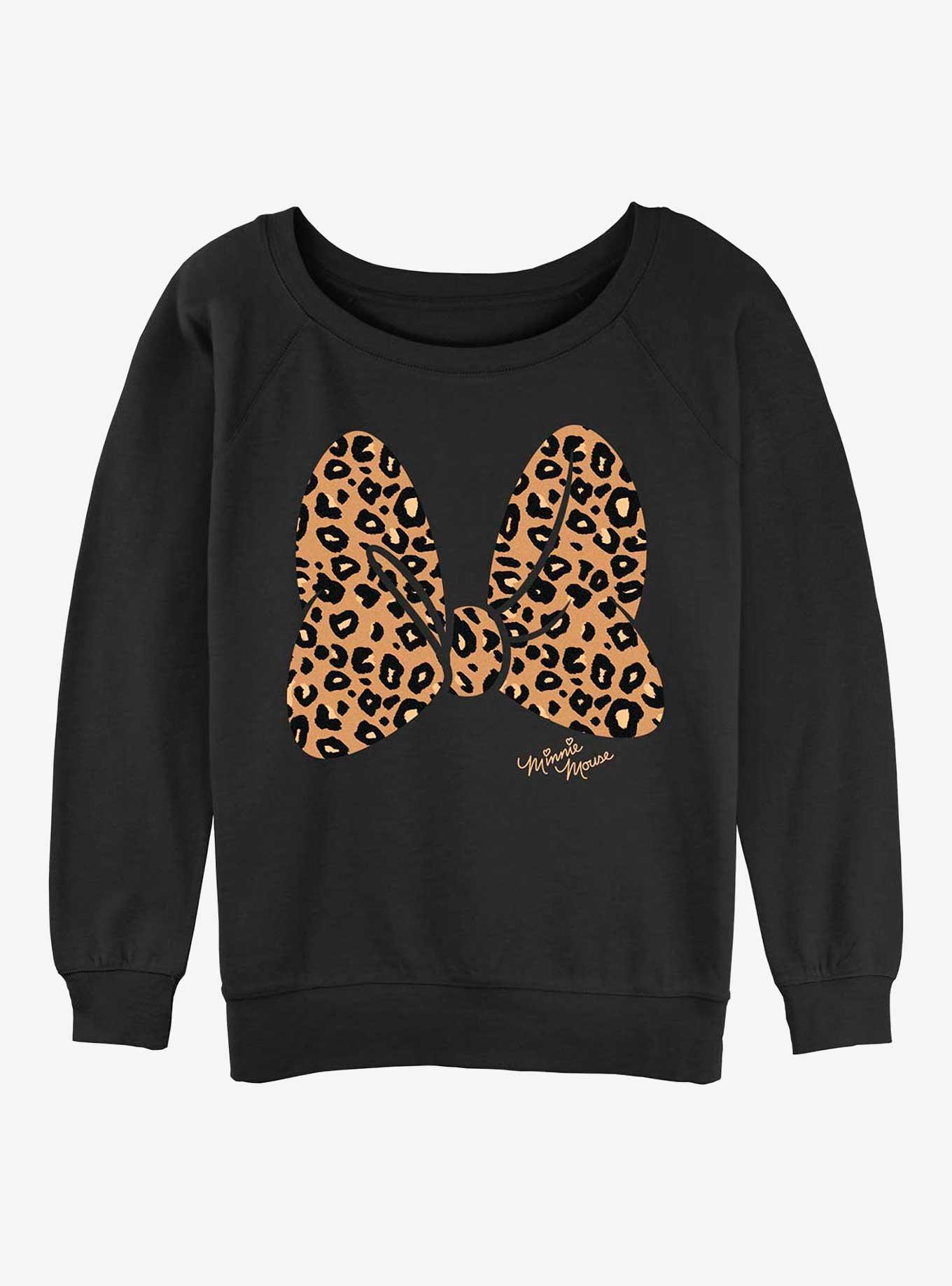 Disney Minnie Mouse Animal Print Bow Girls Slouchy Sweatshirt