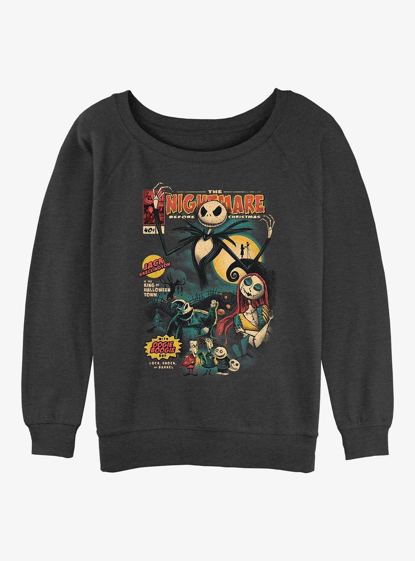 The Nightmare Before Christmas Comic Cover Girls Slouchy Sweatshirt, , hi-res