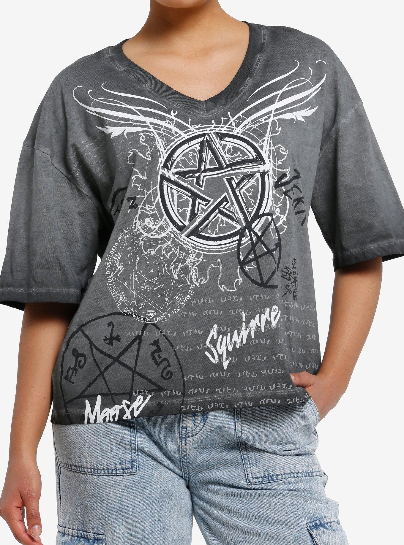 Supernatural Icons Grey Wash Girls T-Shirt, , hi-res