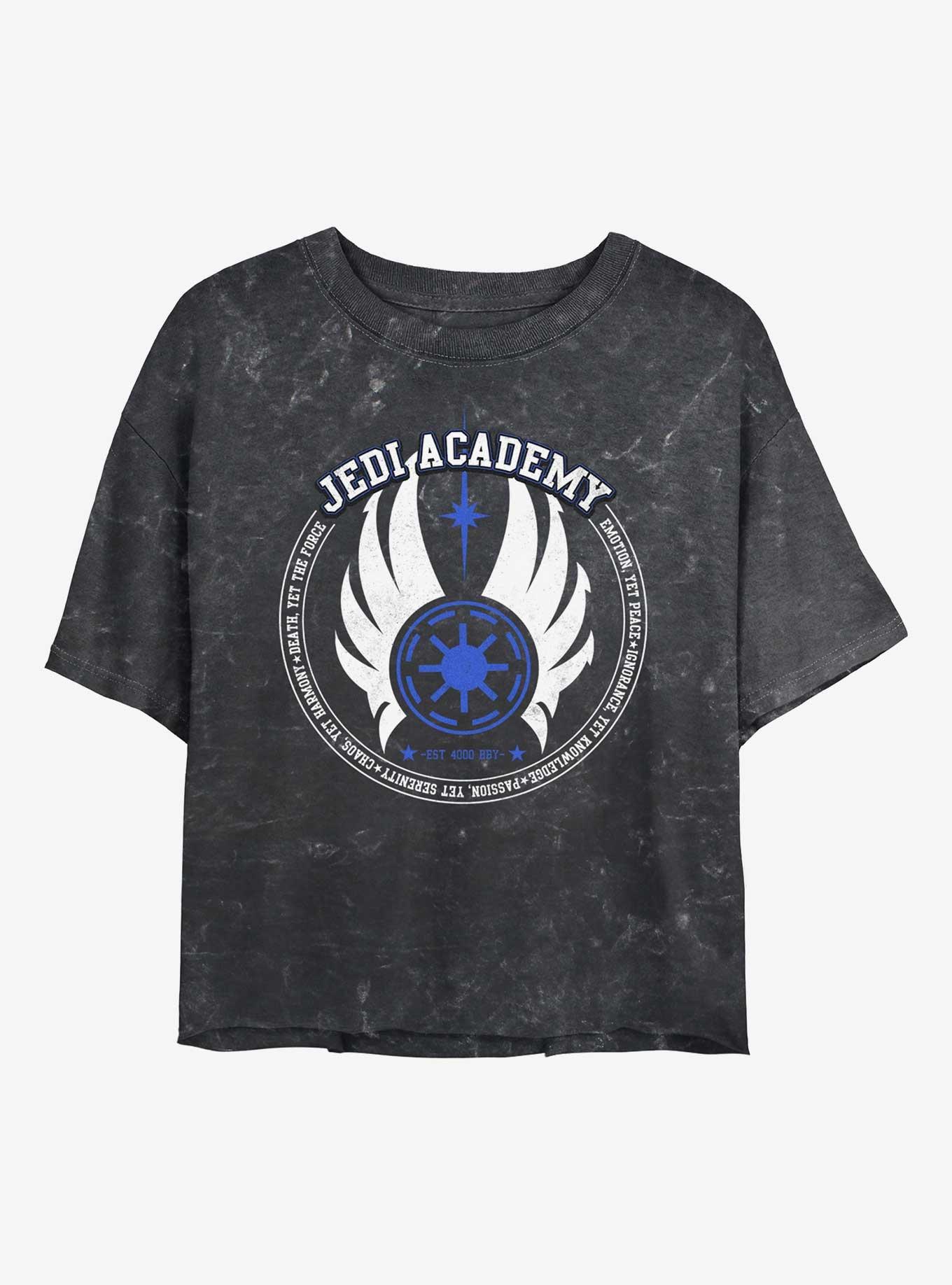Star Wars Jedi Academy Womens Mineral Wash Crop T-Shirt, BLACK, hi-res