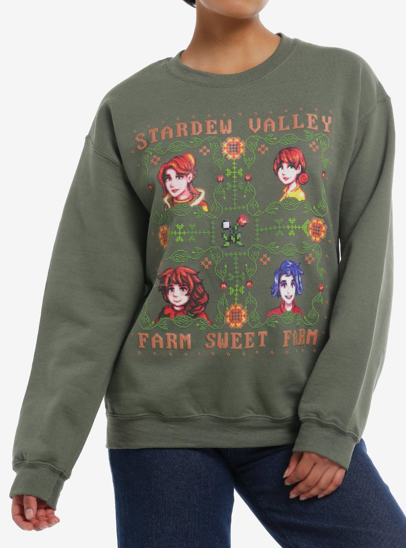 Stardew Valley Villagers Cross-Stitch Print Girls Sweatshirt, , hi-res