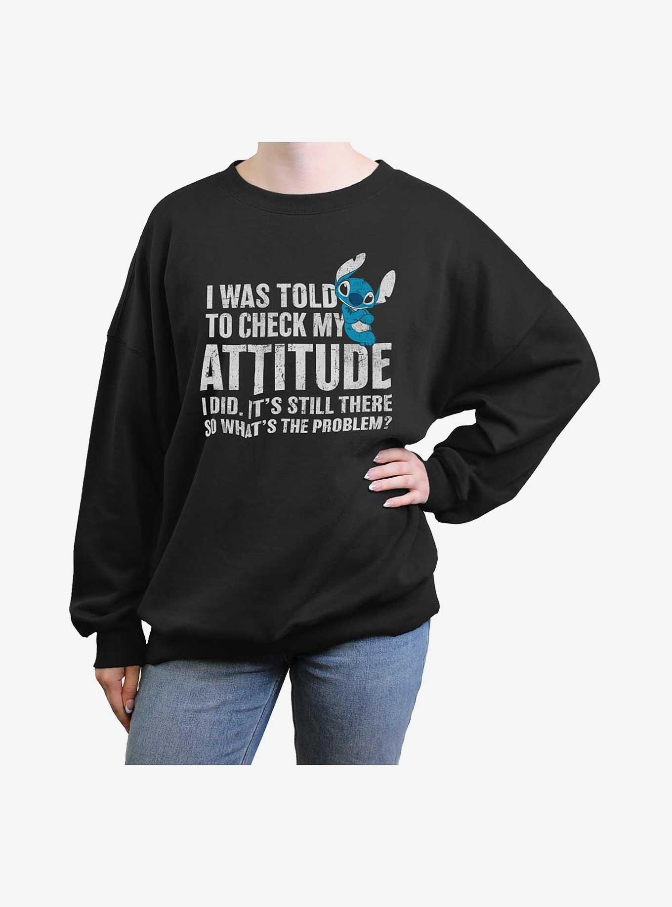 Disney Lilo & Stitch Attitude Check Womens Oversized Sweatshirt, , hi-res