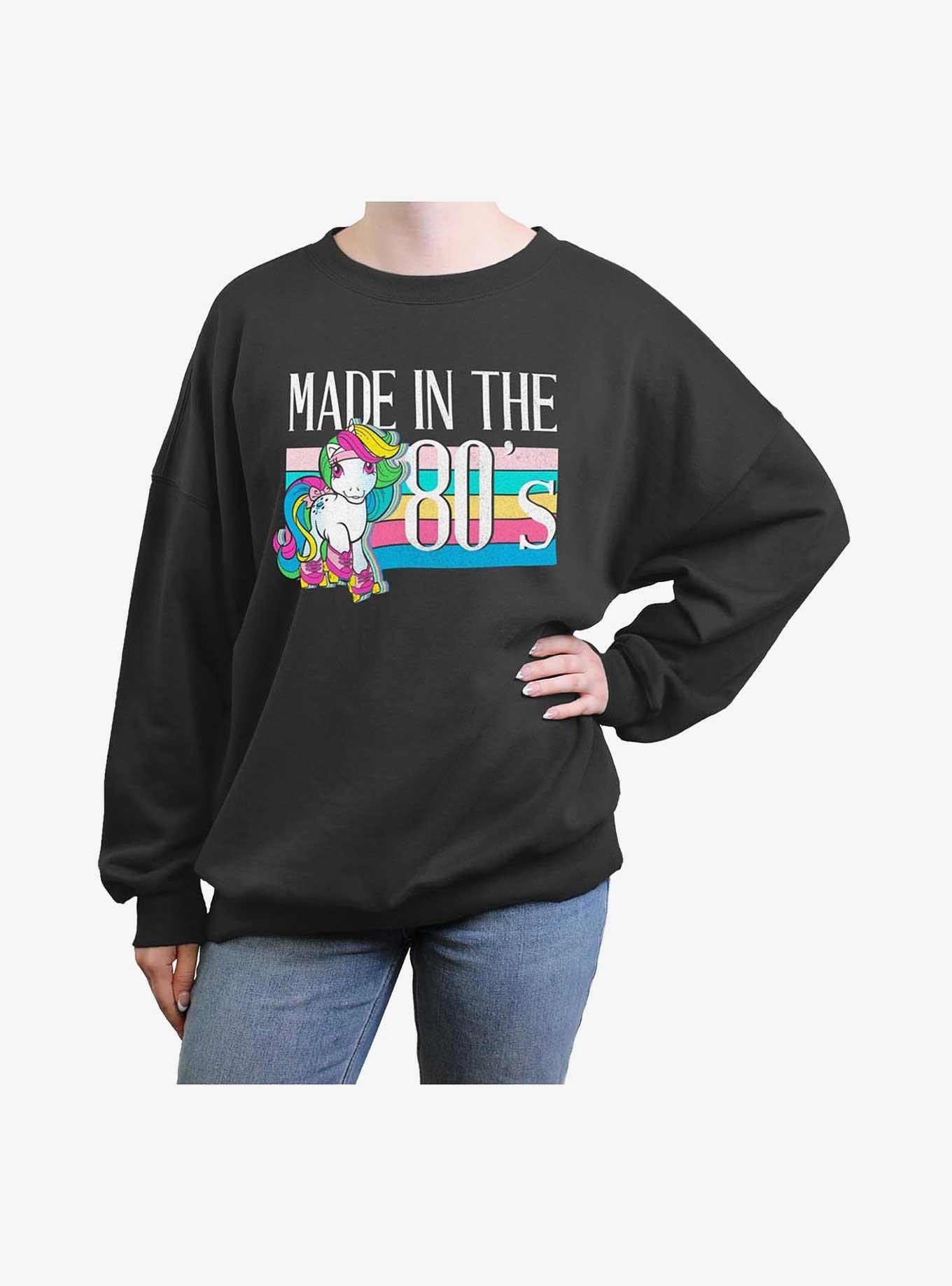 My Little Pony Made In The 80s Womens Oversized Sweatshirt, CHARCOAL, hi-res