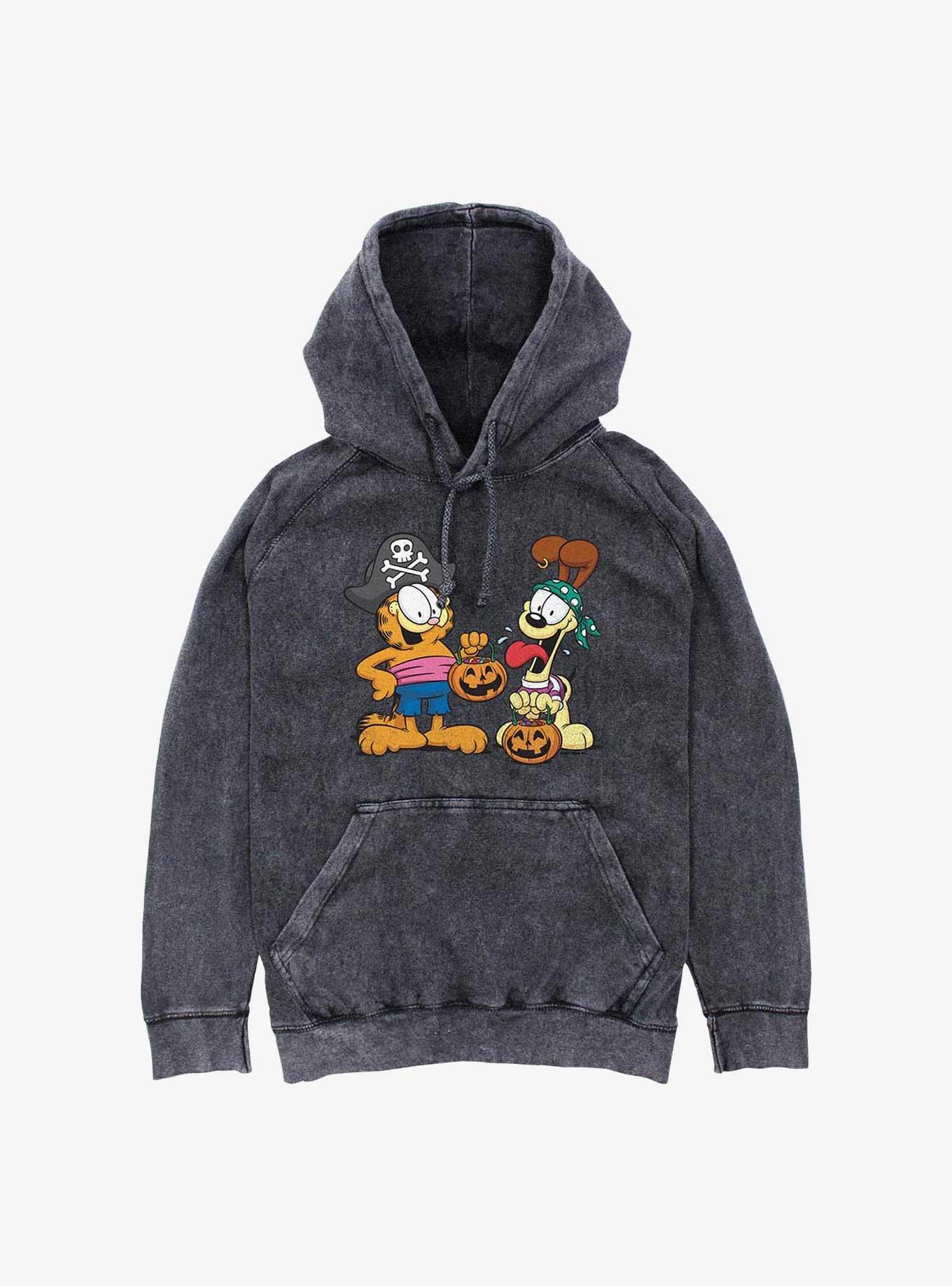 Garfield And Odie Trick Or Treat Halloween Mineral Wash Hoodie 