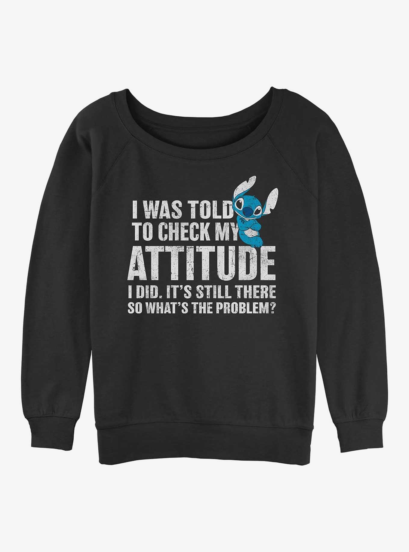 Disney Lilo & Stitch Attitude Check Womens Slouchy Sweatshirt, , hi-res