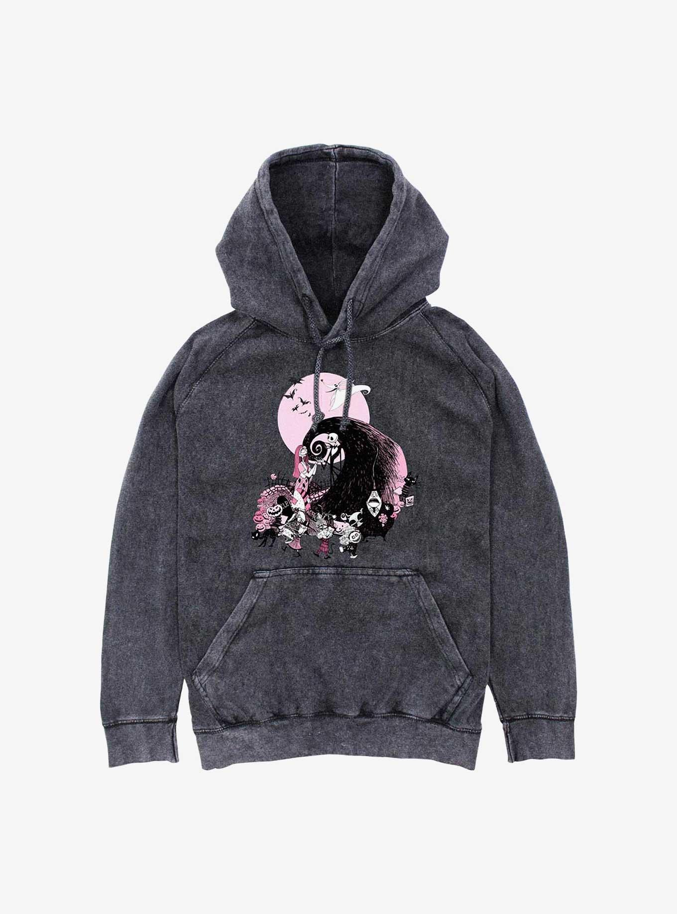 Disney The Nightmare Before Christmas NBC Classic Scene Group Mineral Wash Hoodie, BLACK, hi-res