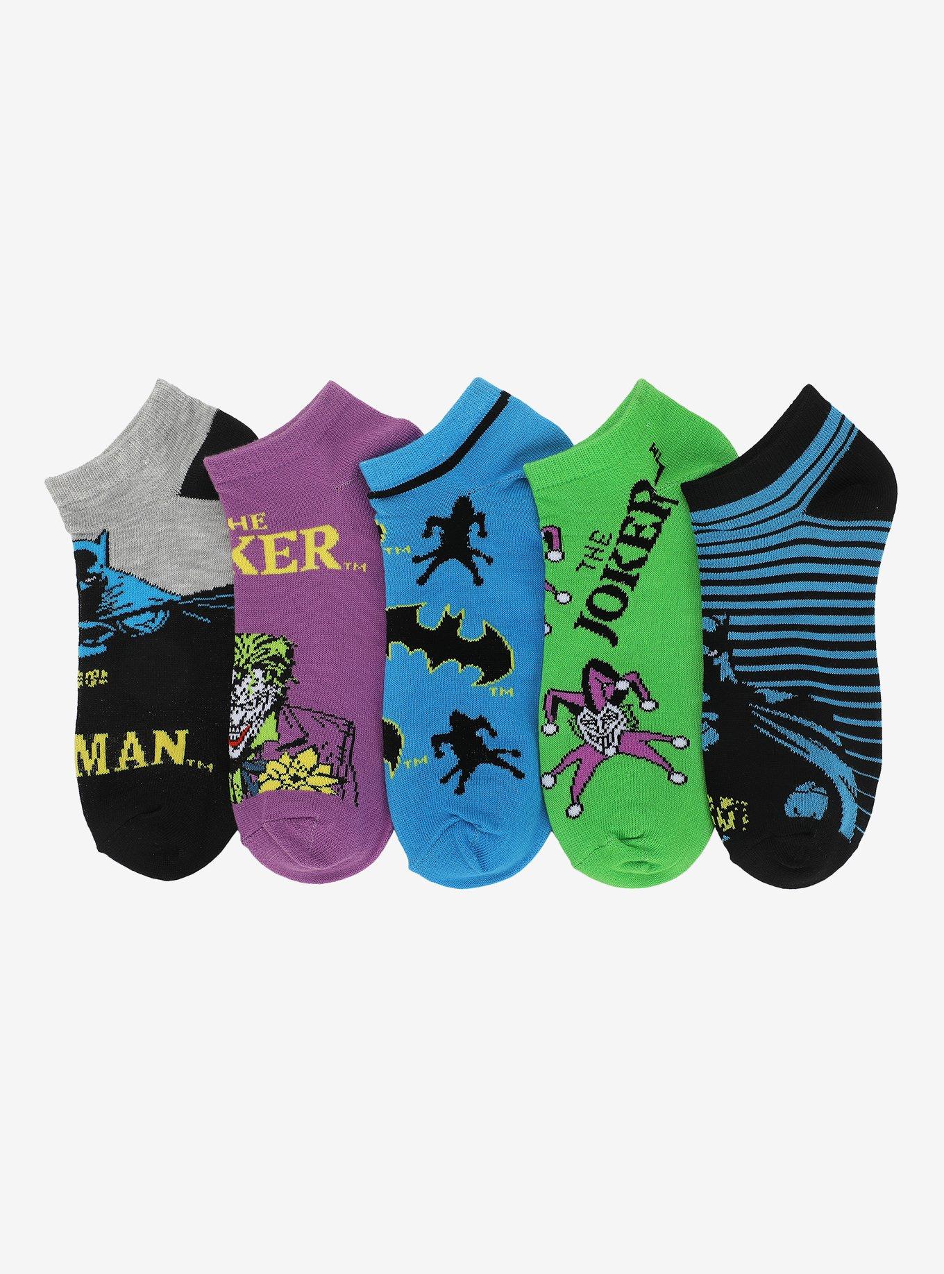 DC Comics Batman & The Joker No-Show Socks 5 Pair, , hi-res