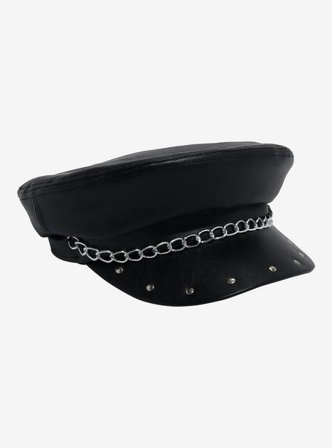 Faux Leather Chain Stud Cadet Hat | Hot Topic display picture 1