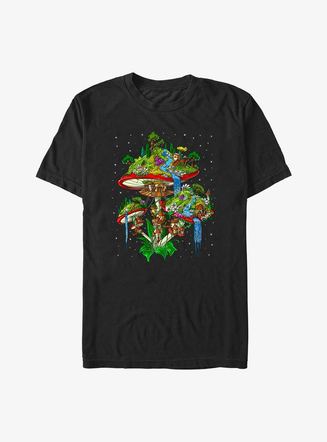 Magic Mushrooms Island T-Shirt, BLACK, hi-res