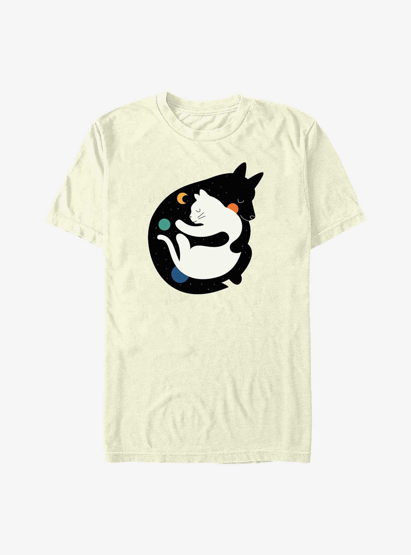 More Hugs Less Fights Cat And Dog Friendship T-Shirt, NATURAL, hi-res