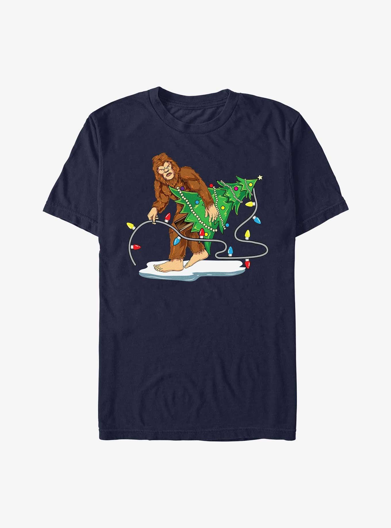 Bigfoot Stealing Christmas Tree T-Shirt, , hi-res
