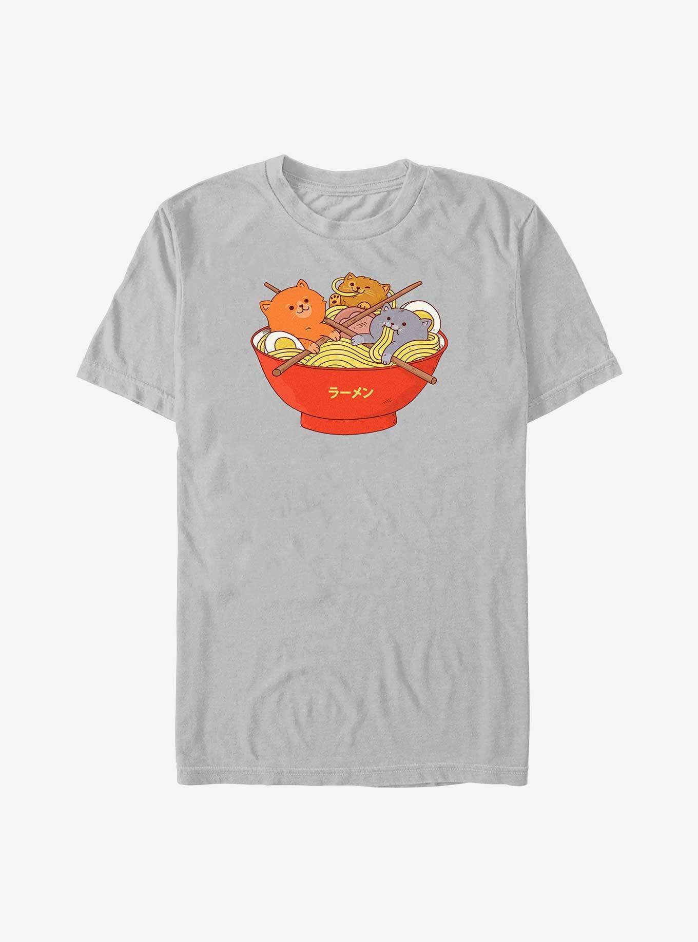 Ramen Noodles And Cats T-Shirt, SILVER, hi-res