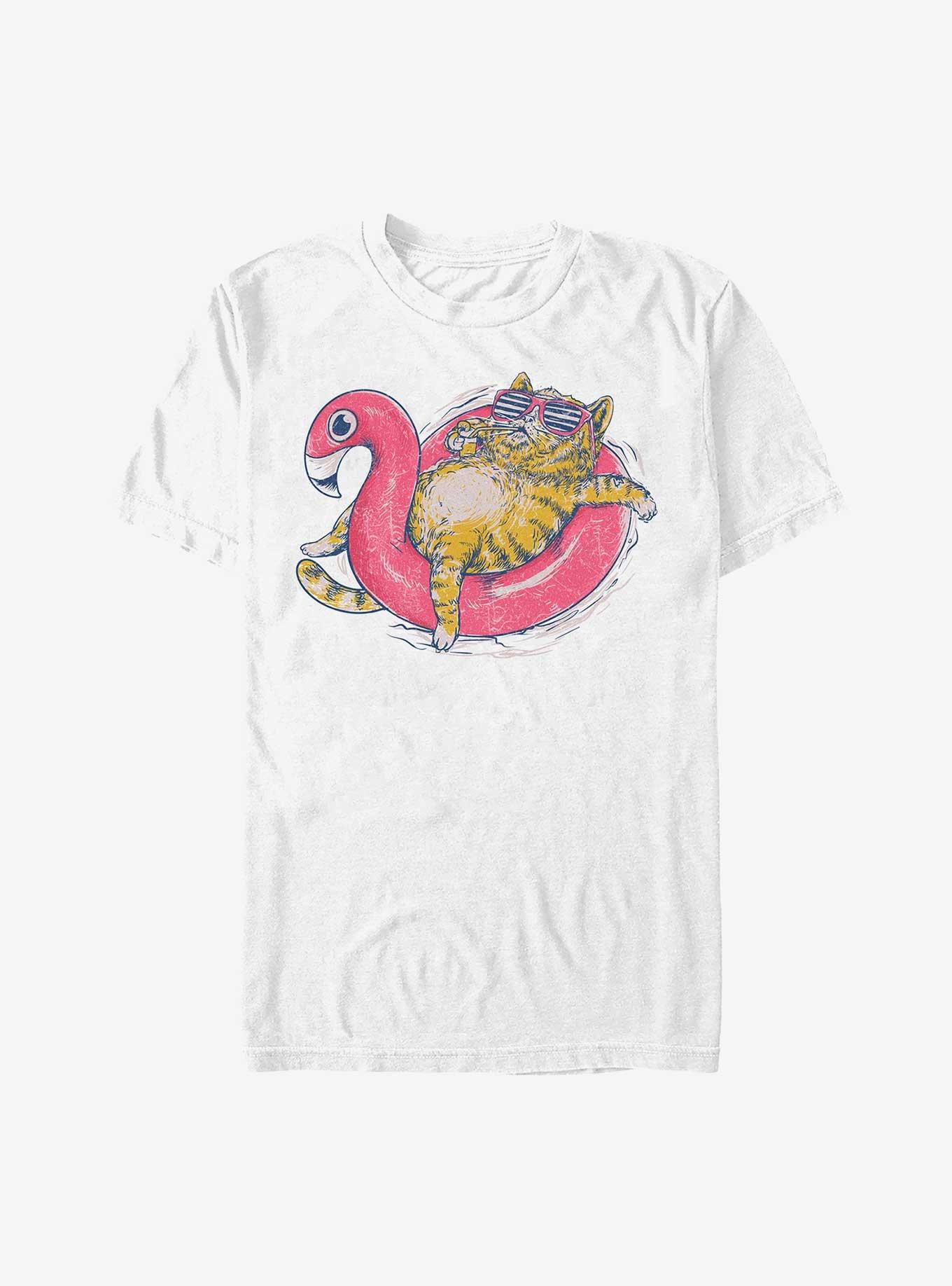 Summer Cat T-Shirt, WHITE, hi-res