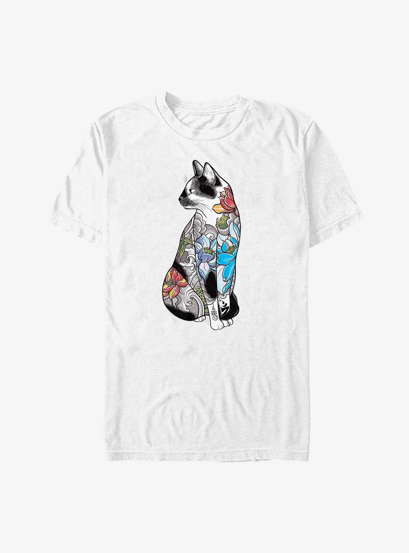 Cat In Lotus Tattoo T-Shirt, , hi-res
