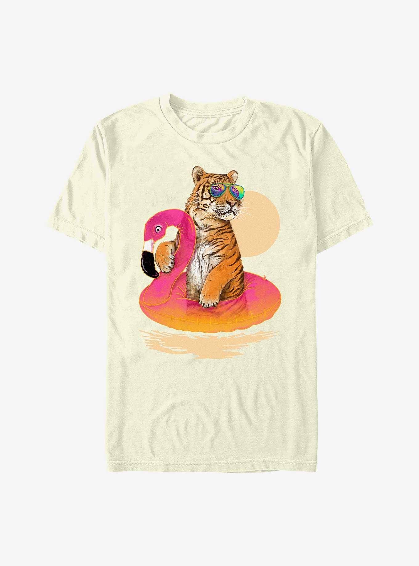 Chillin Tiger in Flamingo Floatie T-Shirt, , hi-res