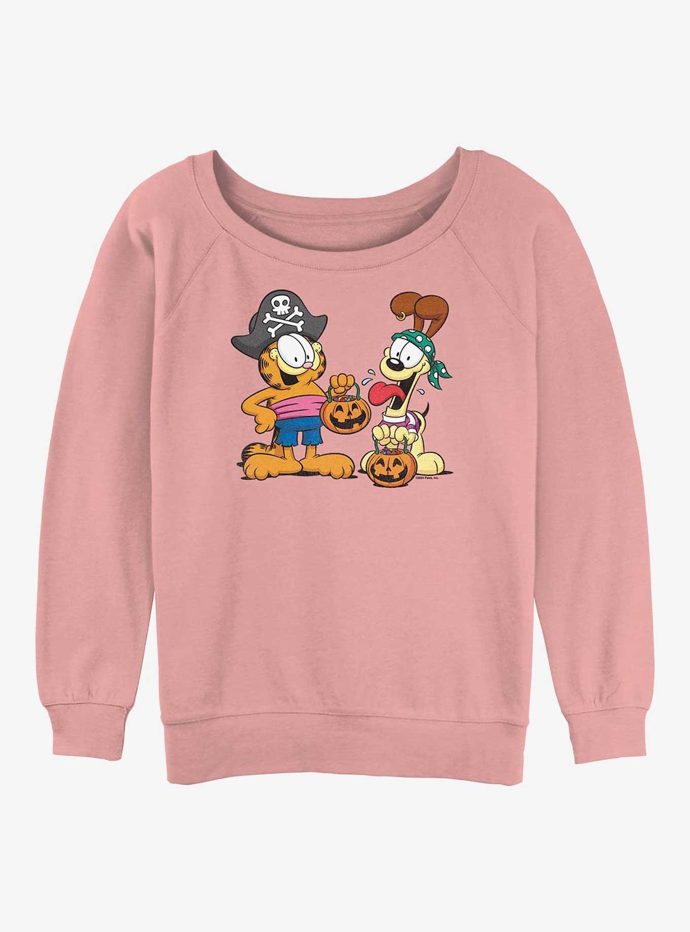 Garfield And Odie Trick Or Treat Halloween Womens Slouchy Sweatshirt, DESERTPNK, hi-res