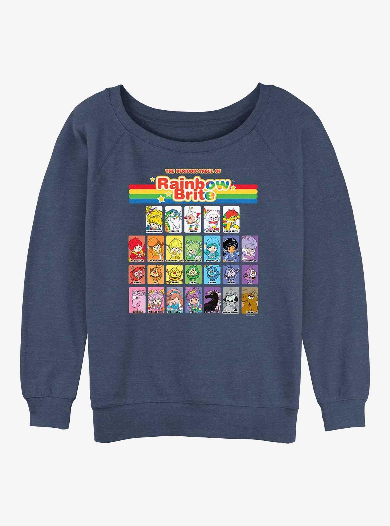 Rainbow Brite Table Of Color Womens Slouchy Sweatshirt, BLUEHTR, hi-res