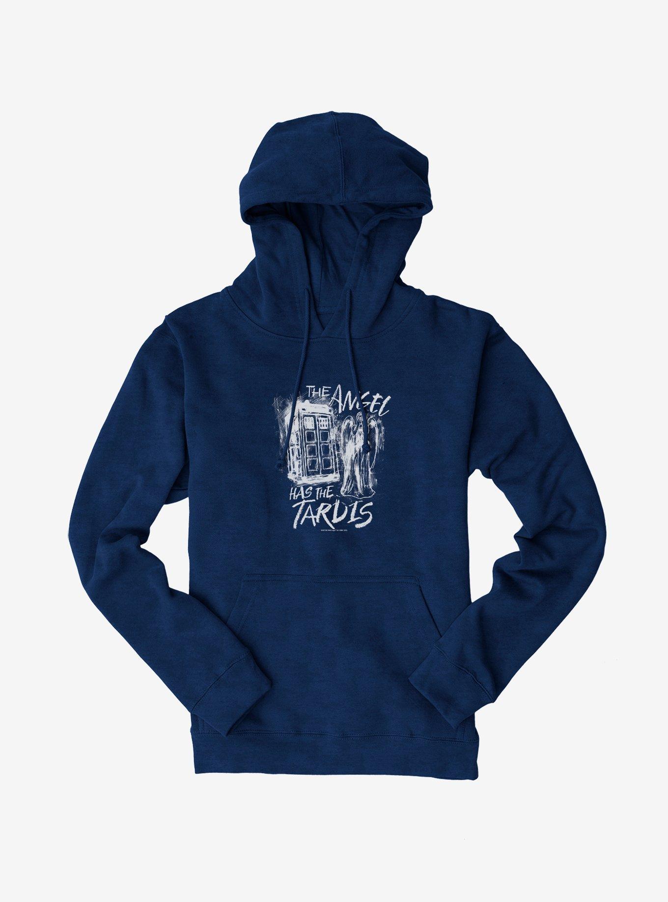 Doctor Who Angel Has Tardis Hoodie, NAVY, hi-res