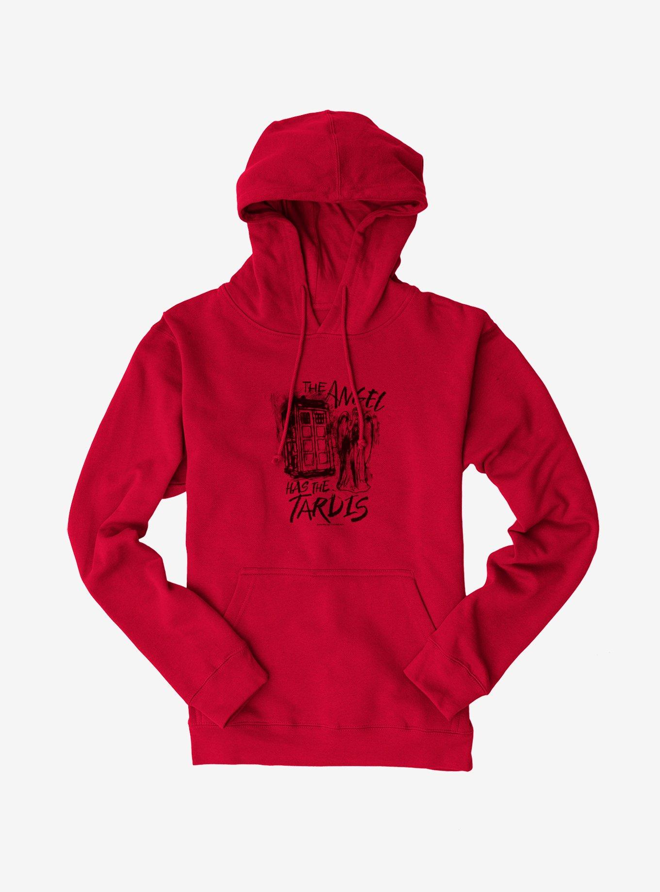Doctor Who Angel Has Tardis Hoodie, RED, hi-res