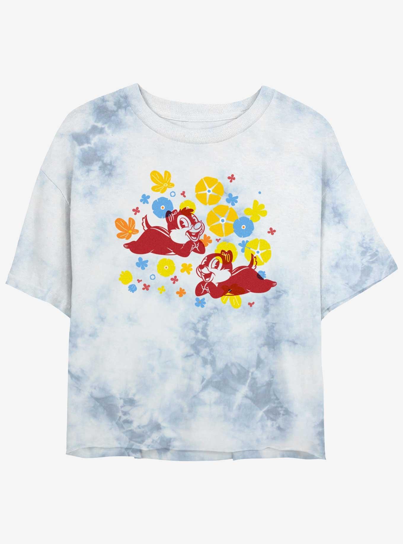 Disney Mickey Mouse Twice The Fun Womens Tie-Dye Crop T-Shirt, WHITEBLUE, hi-res