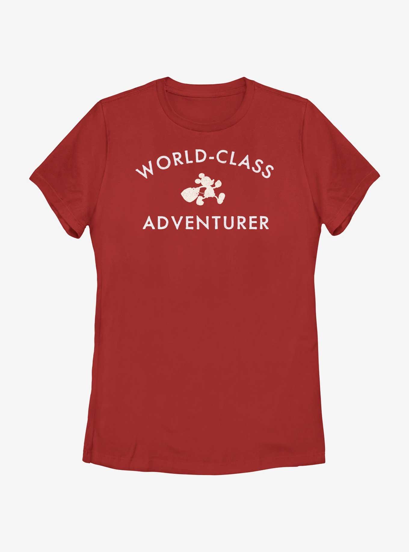 Disney Mickey Mouse World Class Adventurer Womens T-Shirt, RED, hi-res