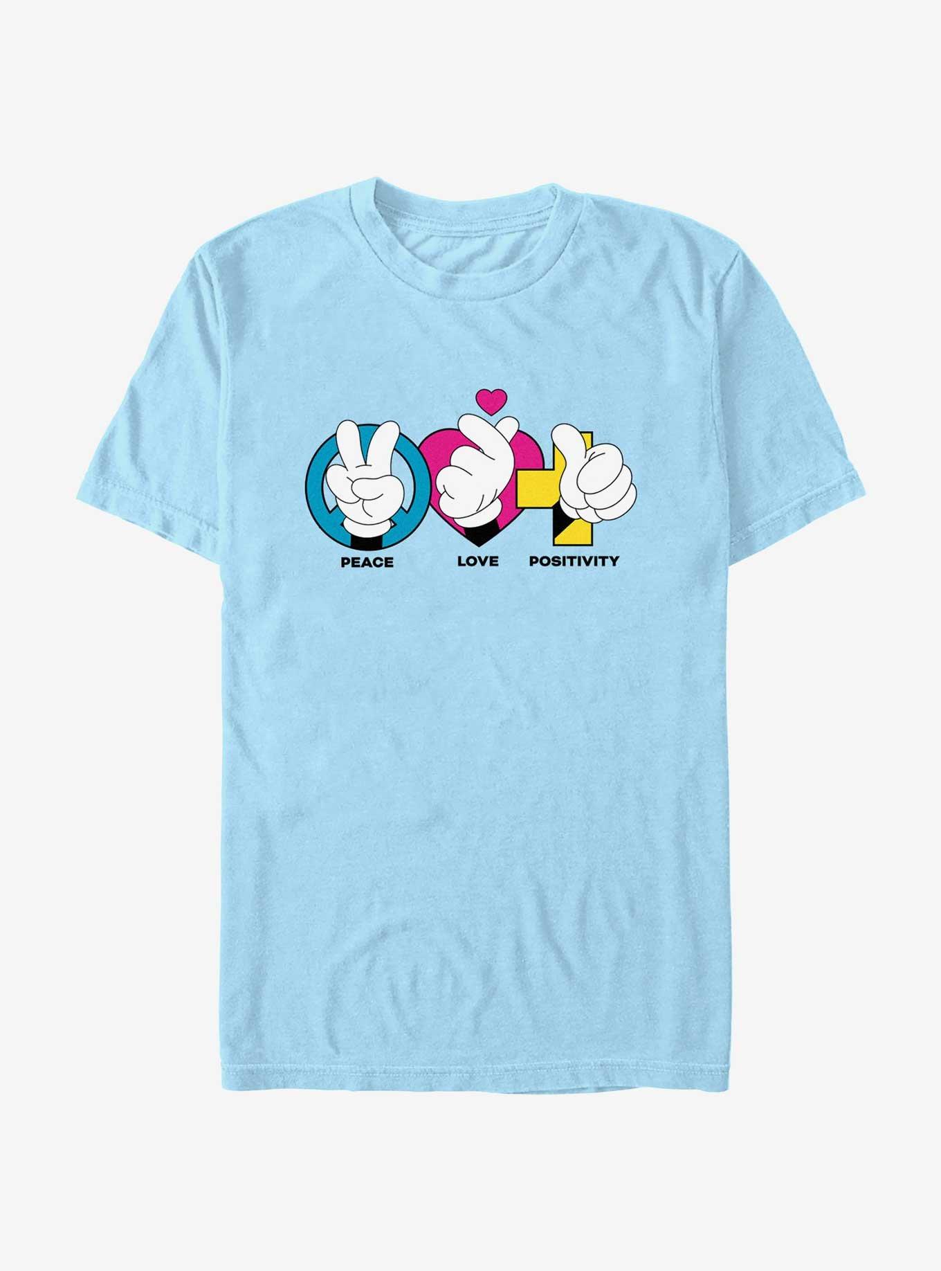 Disney Mickey Mouse Peace Love Positivity T-Shirt, LT BLUE, hi-res