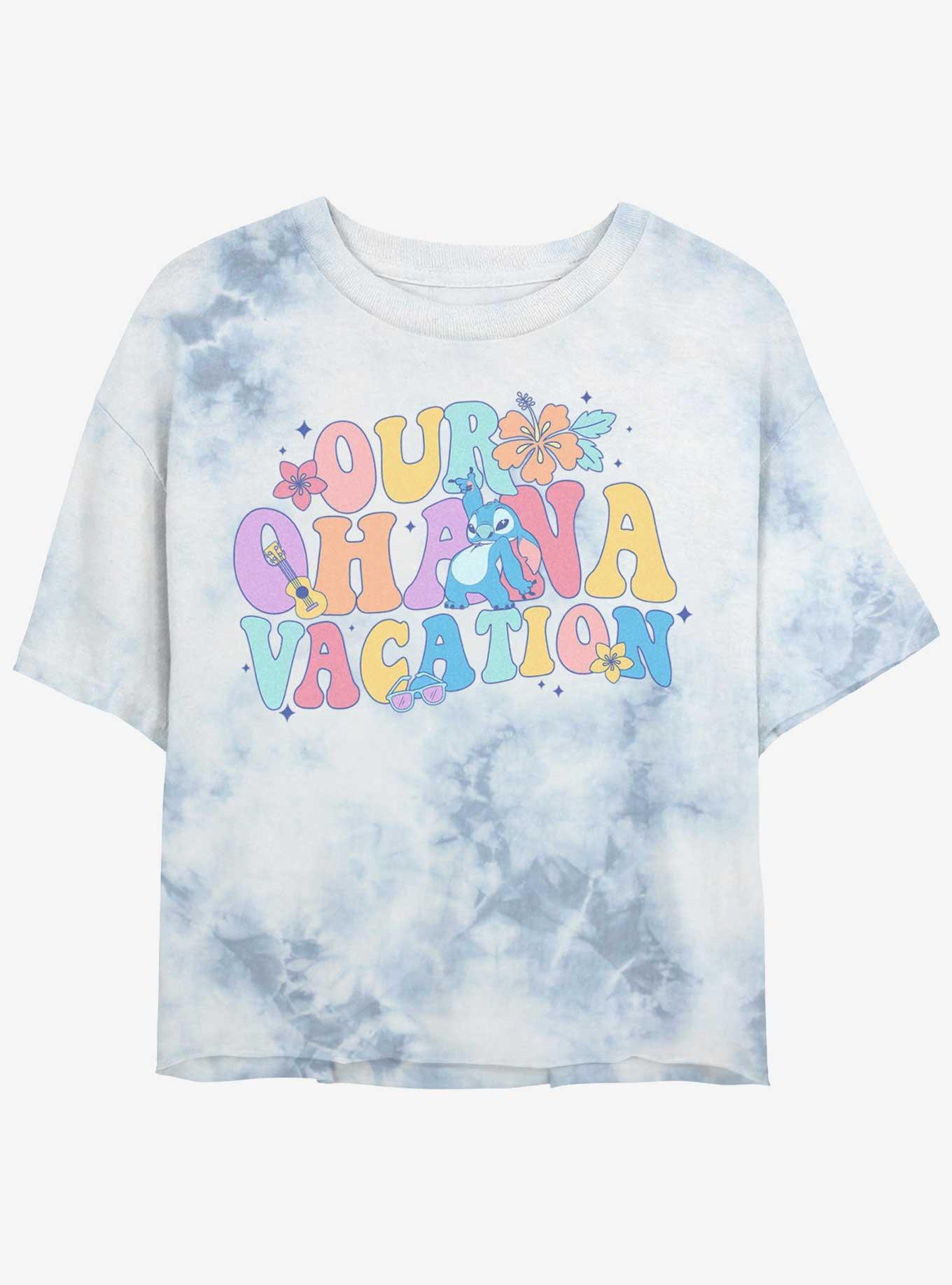 Disney Lilo & Stitch Ohana Vacay Womens Tie-Dye Crop T-Shirt, WHITEBLUE, hi-res