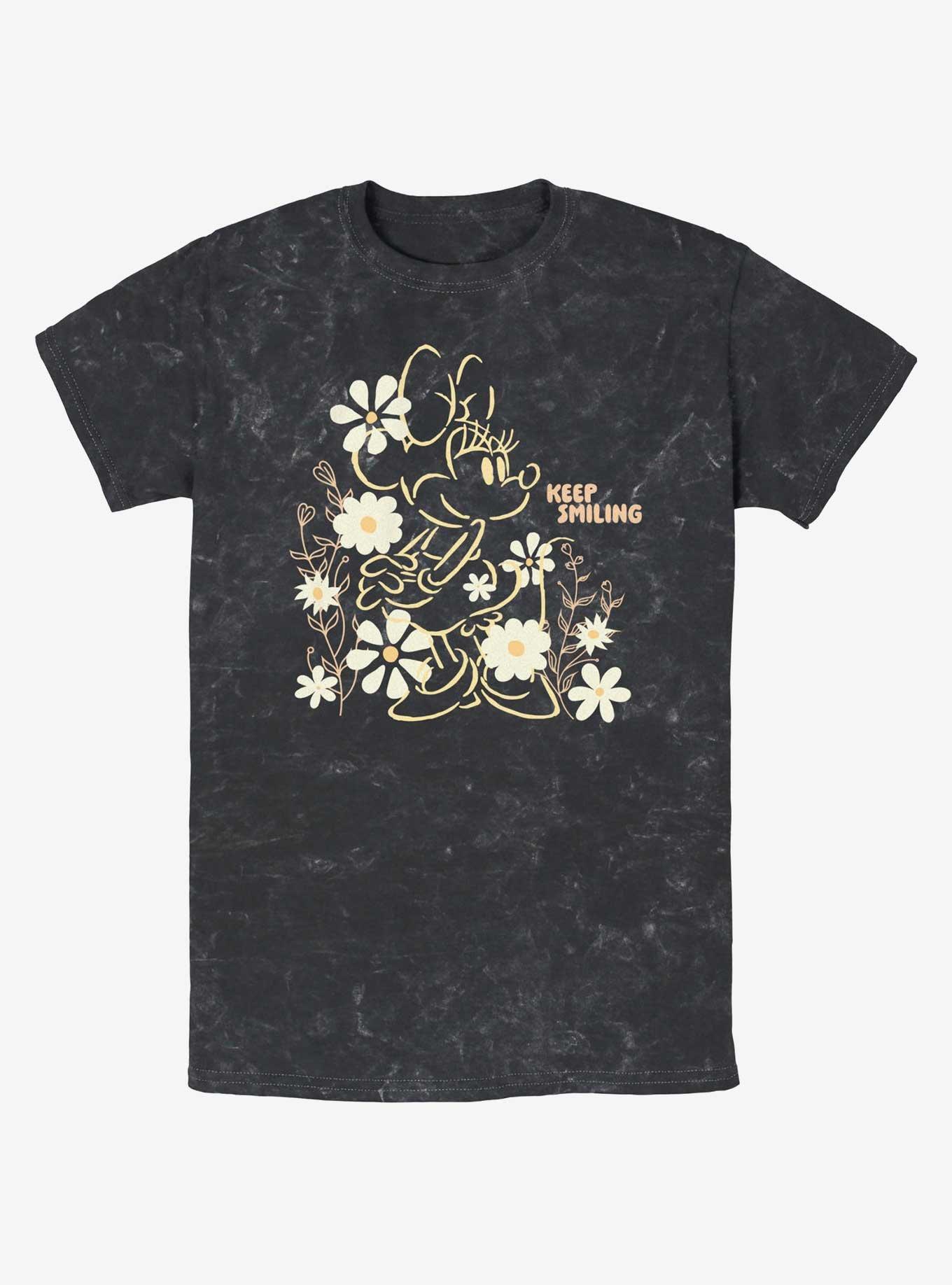 Disney Minnie Mouse Keep Smiling Mineral Wash T-Shirt, BLACK, hi-res