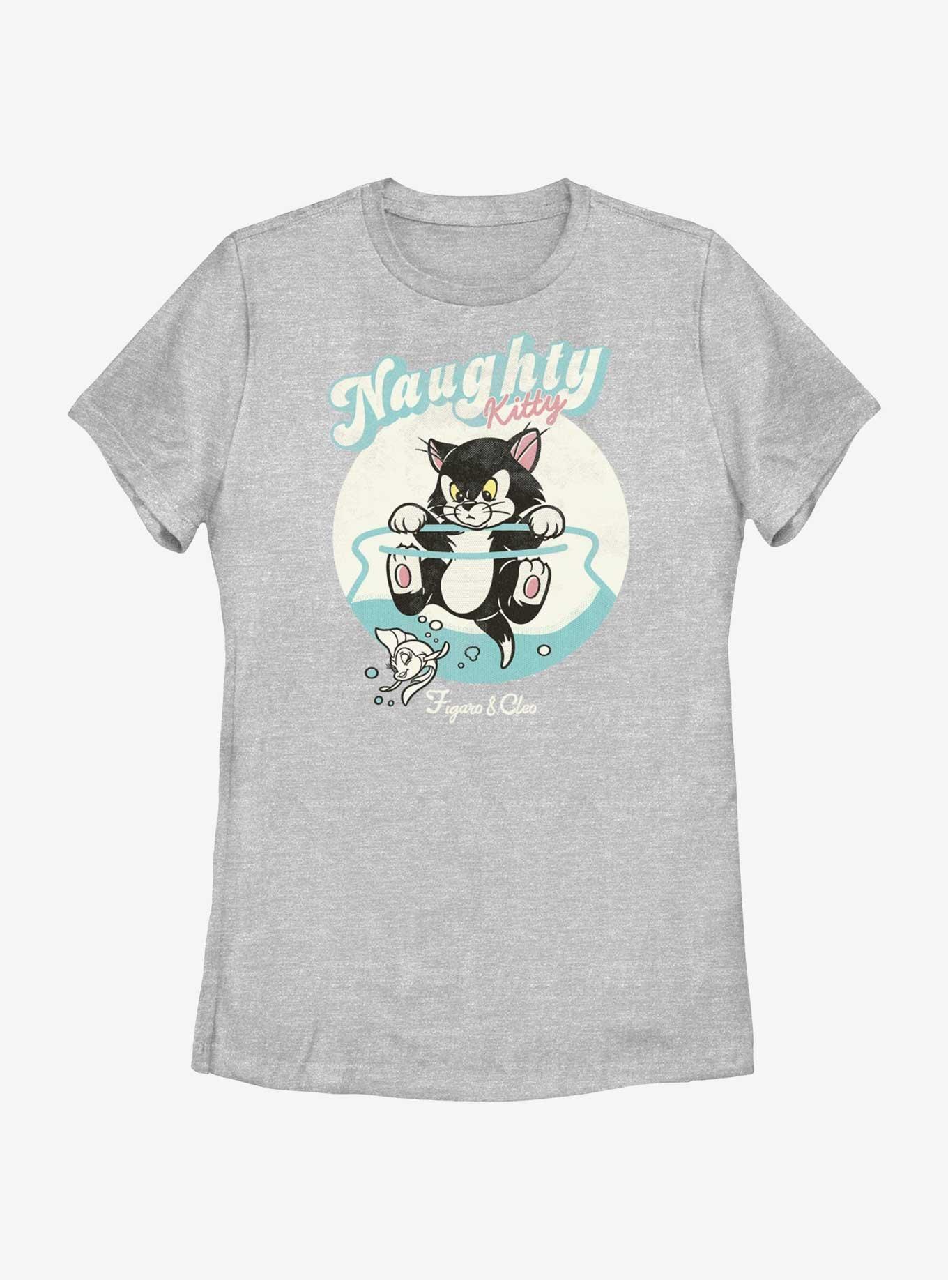 Disney Pinocchio Naughty Figaro & Cleo Womens T-Shirt, ATH HTR, hi-res