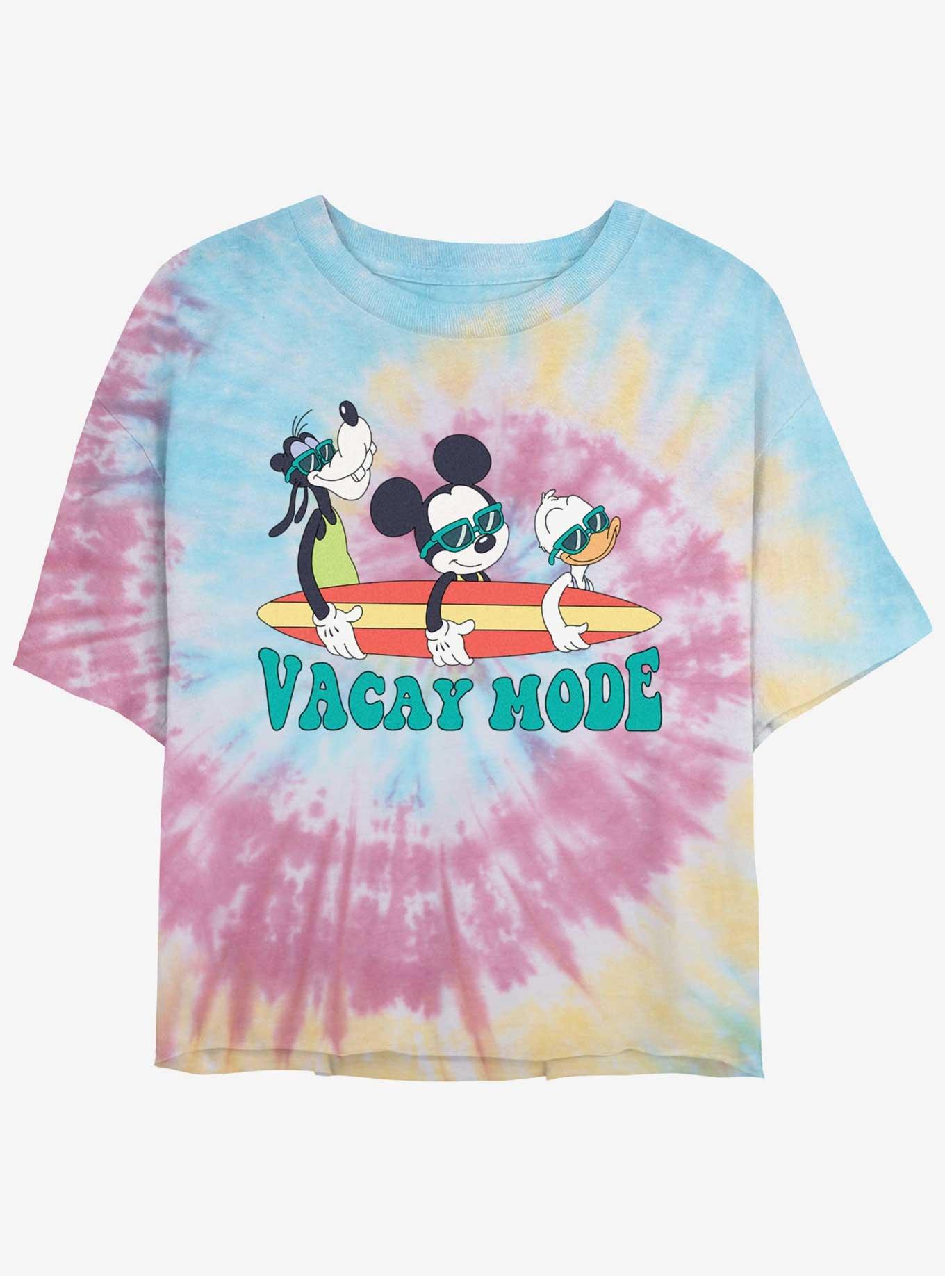 Disney Mickey Mouse Vacay Mode Pals Womens Tie-Dye Crop T-Shirt, , hi-res