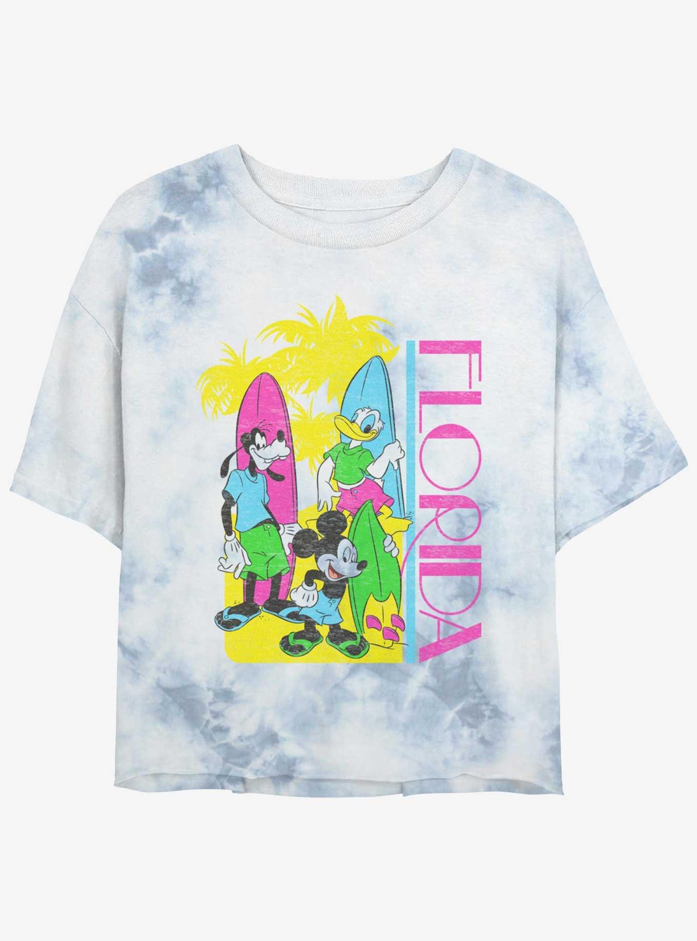 Disney Mickey Mouse Florida Vibes Womens Tie-Dye Crop T-Shirt, , hi-res