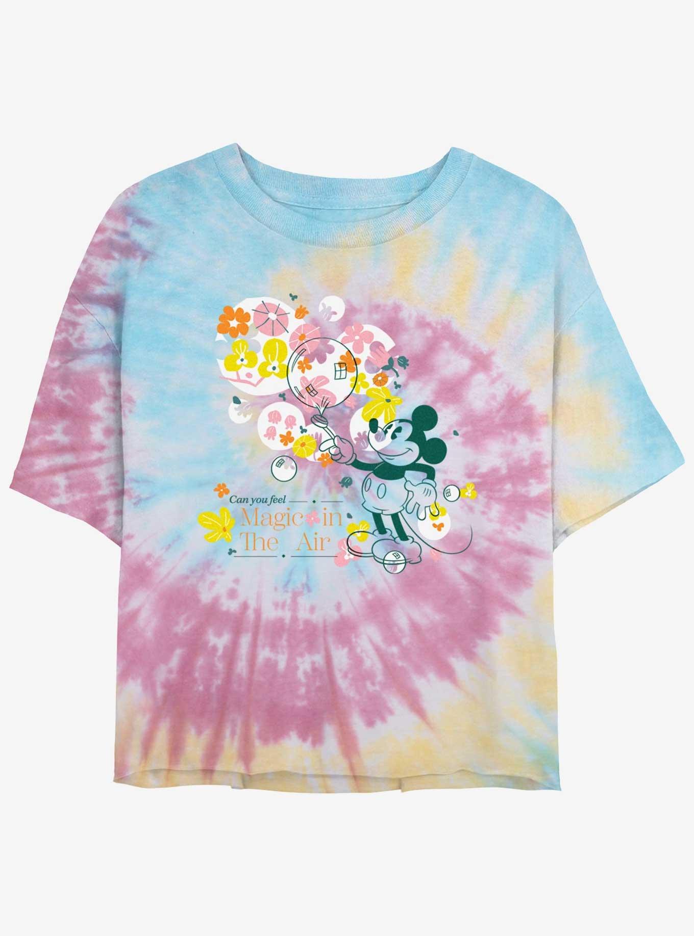 Disney Mickey Mouse Magic In The Air Womens Tie-Dye Crop T-Shirt, , hi-res