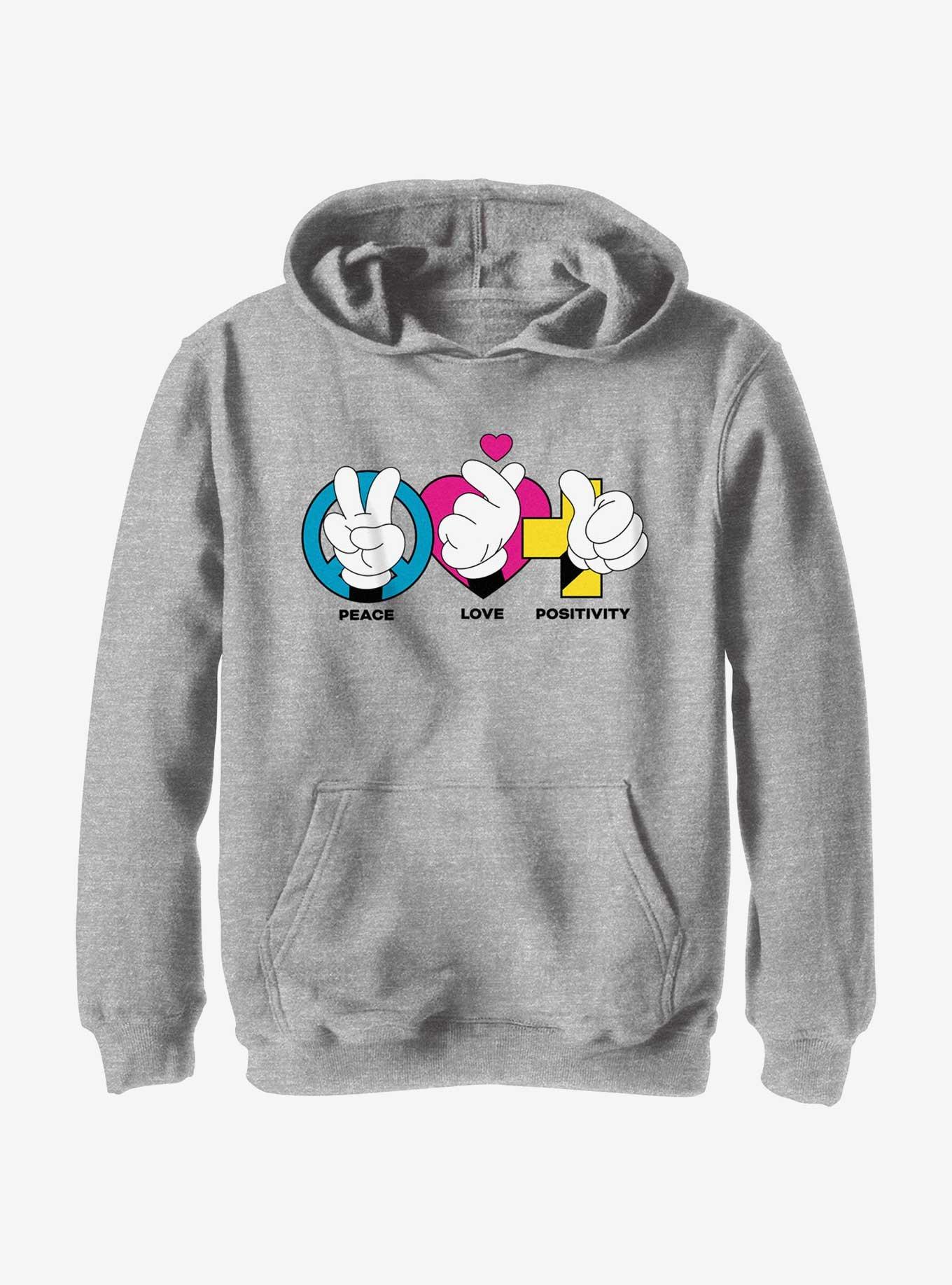 Disney Mickey Mouse Peace Love Positivity Youth Hoodie, , hi-res
