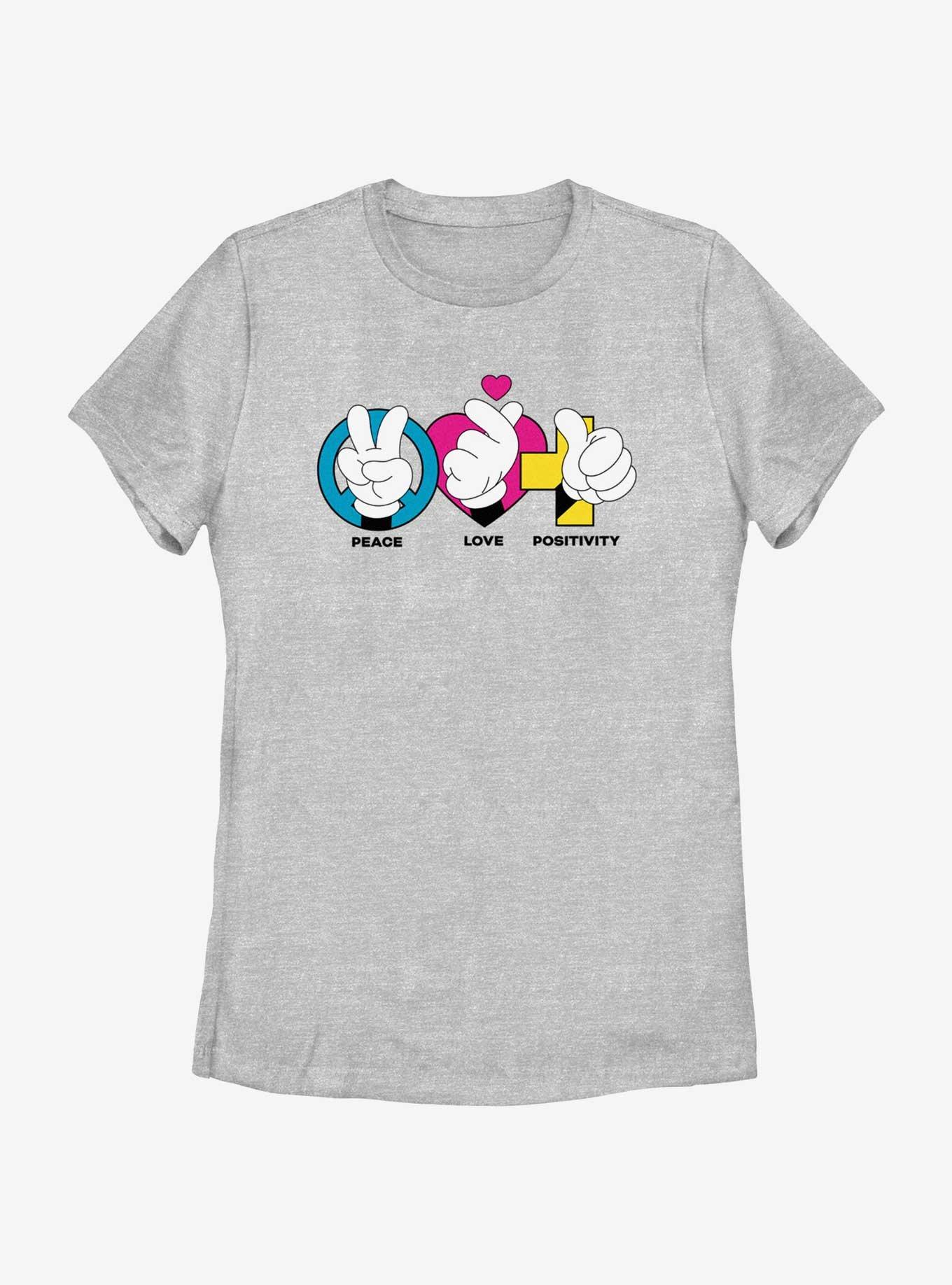 Disney Mickey Mouse Peace Love Positivity Womens T-Shirt, , hi-res