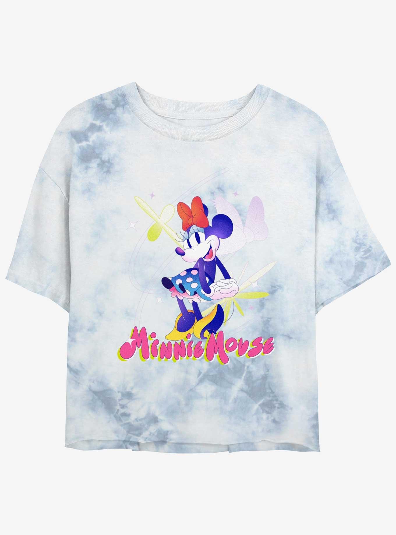 Disney Minnie Mouse Happy Pose Womens Tie-Dye Crop T-Shirt, , hi-res