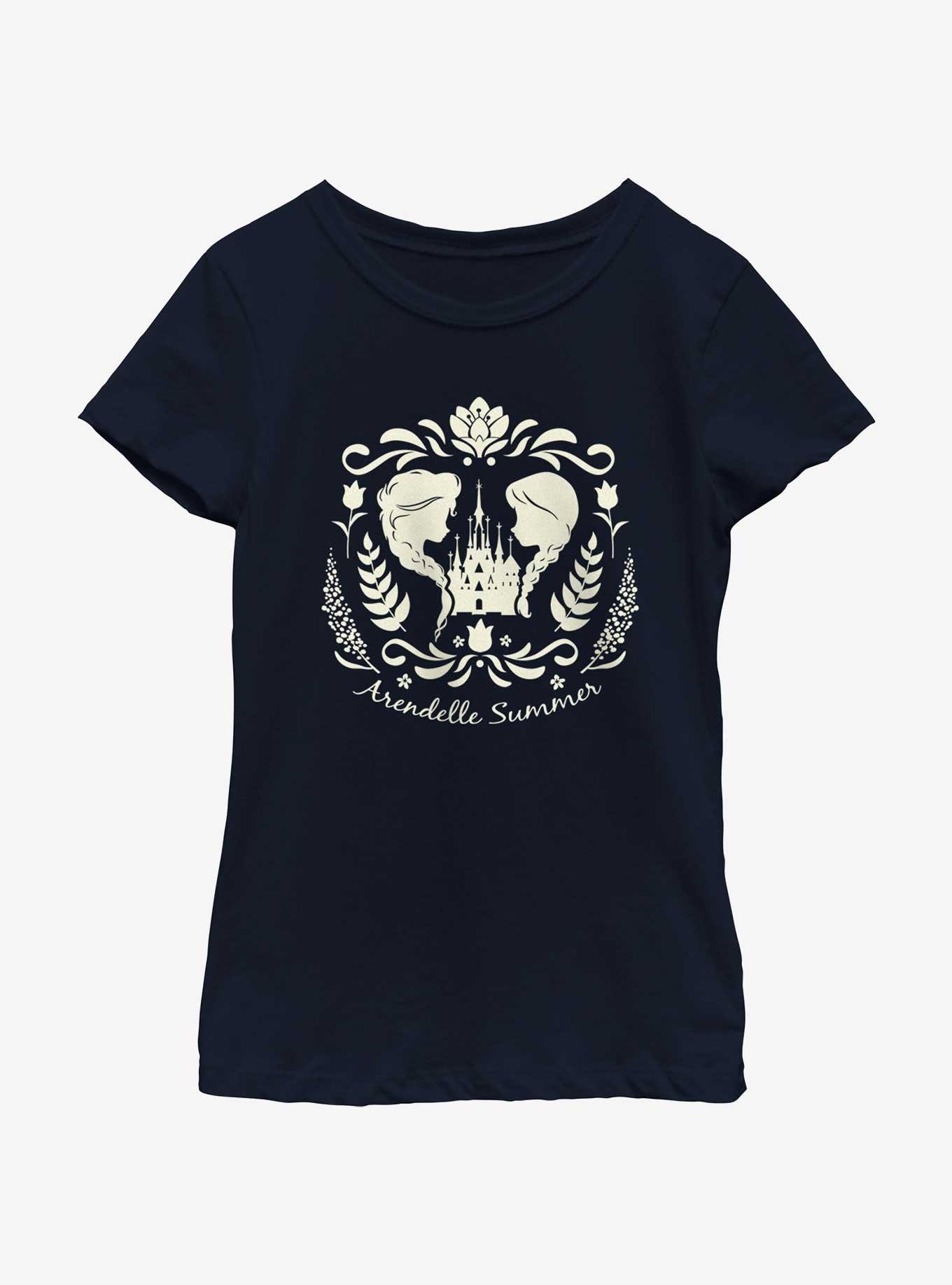 Disney Frozen Arendelle Summer Youth Girls T-Shirt, NAVY, hi-res