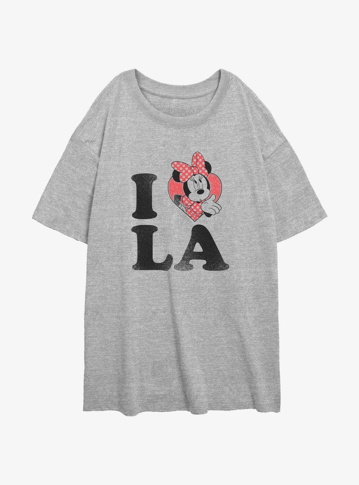 Disney Minnie Mouse Minnie I Love LA Womens Oversized T-Shirt, ATH HTR, hi-res