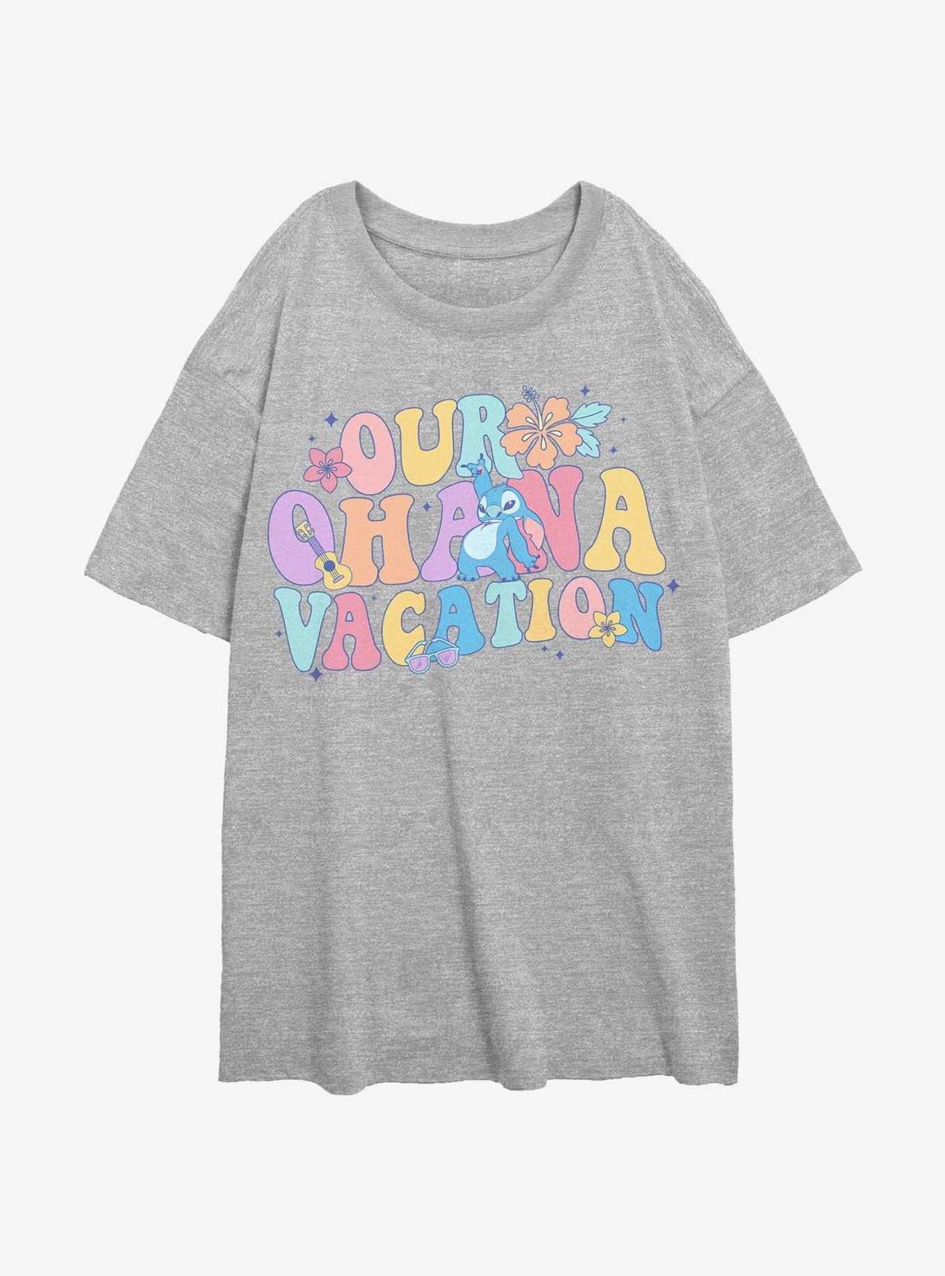 Disney Lilo & Stitch Ohana Vacay Womens Oversized T-Shirt, ATH HTR, hi-res