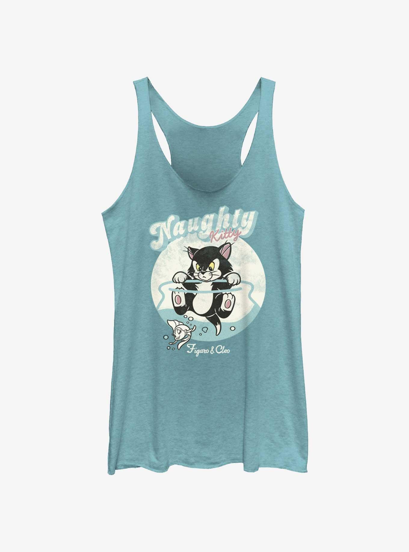 Disney Pinocchio Naughty Figaro & Cleo Womens Tank, TAHI BLUE, hi-res