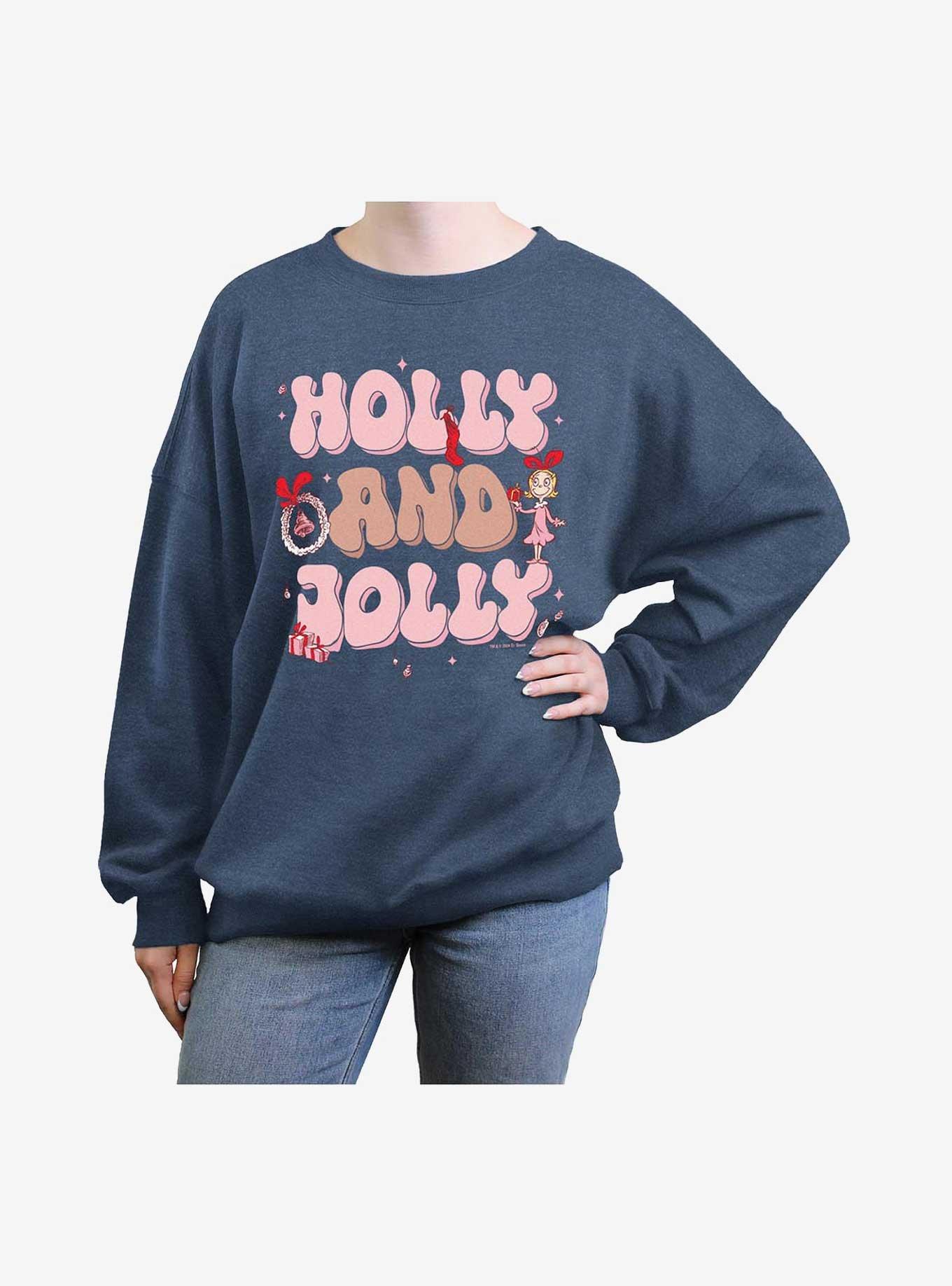 Dr Seuss Holly And Jolly CindyWomens Oversized Sweatshirt, , hi-res