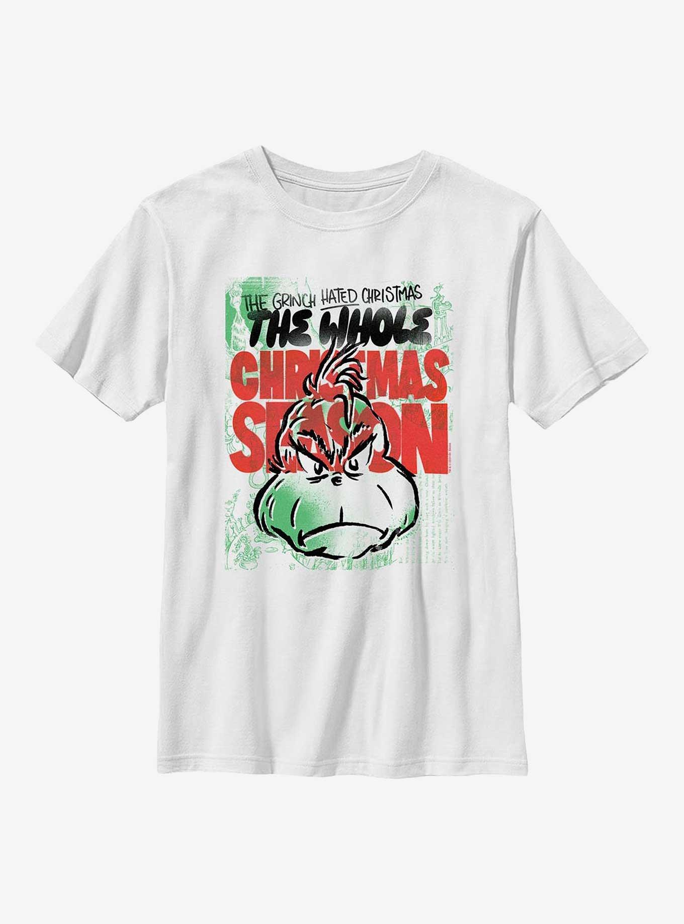 Dr Seuss Hated Christmas Season Youth T-Shirt, WHITE, hi-res