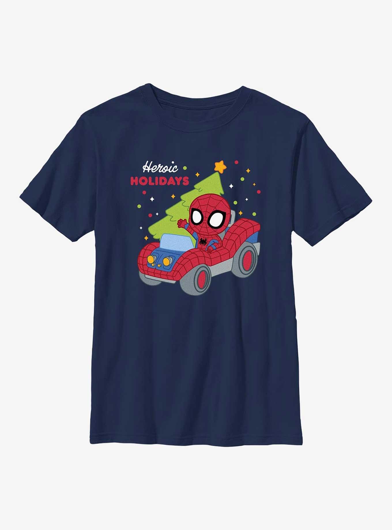 Marvel Heroic Holidays Spider Car Youth T-Shirt, , hi-res