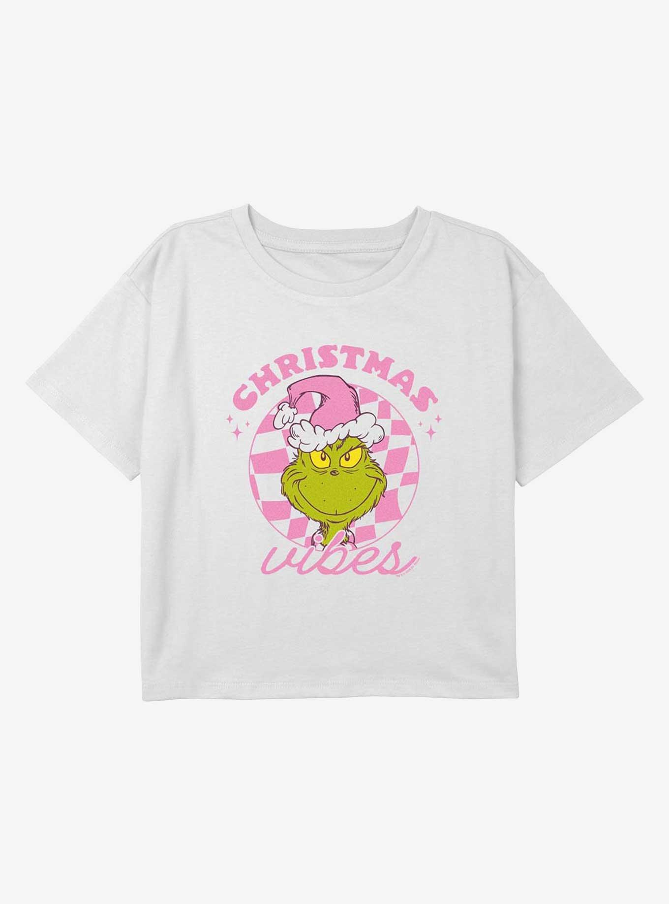 Dr Seuss Christmas Santa Vibes Youth Girls Boxy Crop T-Shirt, , hi-res