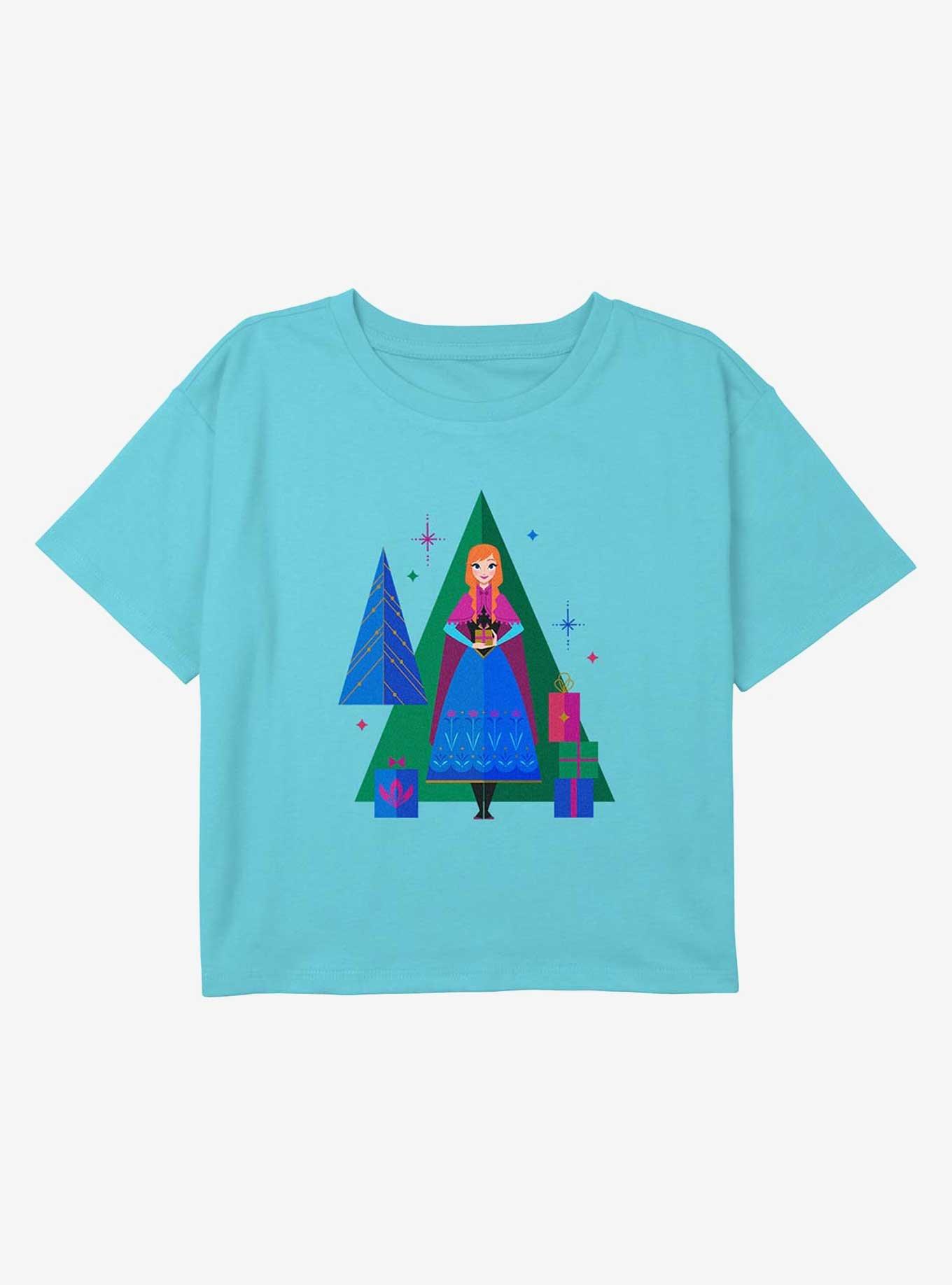 Frozen Anna Trees And Gifts Youth Girls Boxy Crop T-Shirt, , hi-res