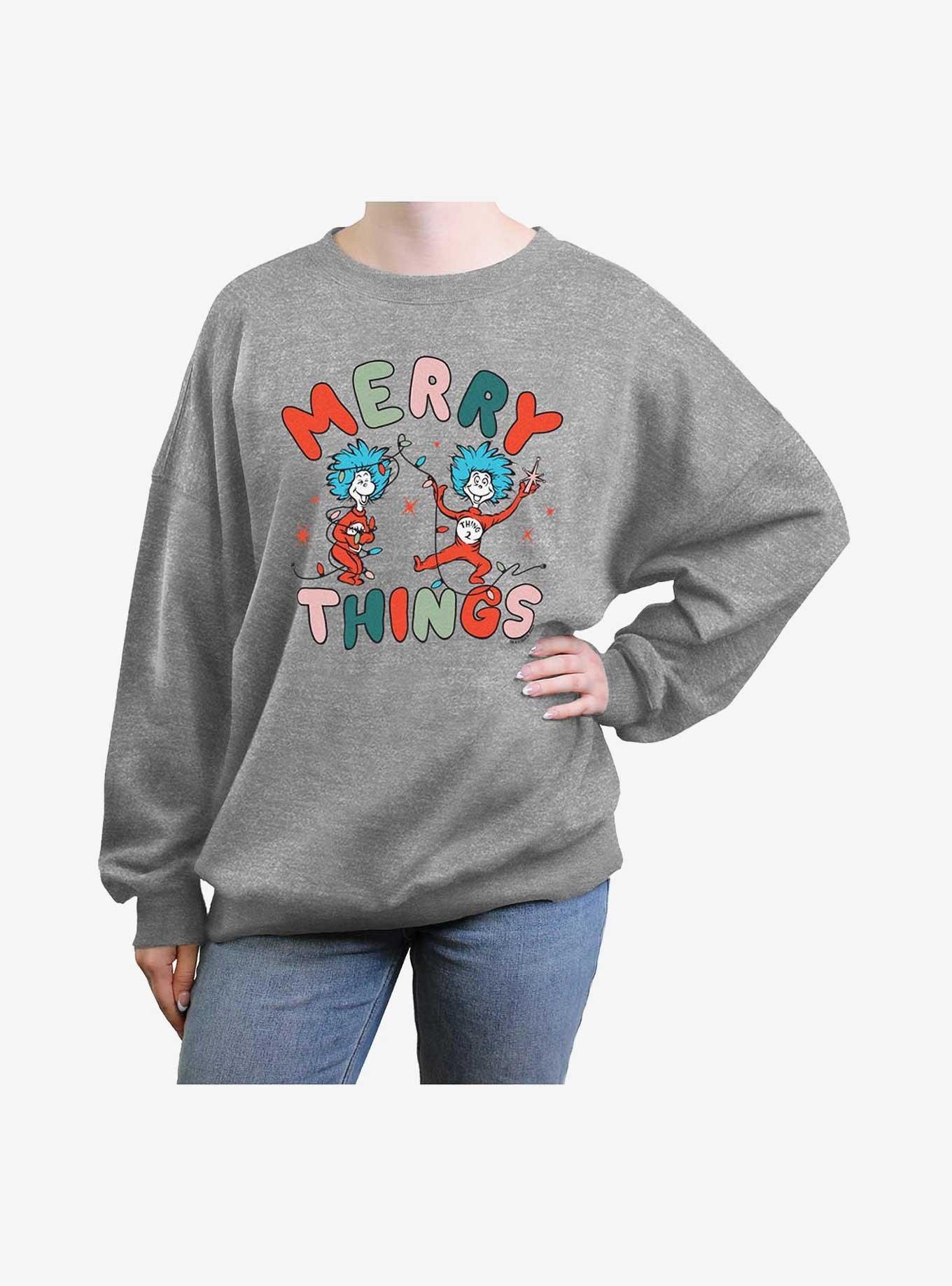 Dr Seuss Merry Things Womens Oversized Sweatshirt, , hi-res