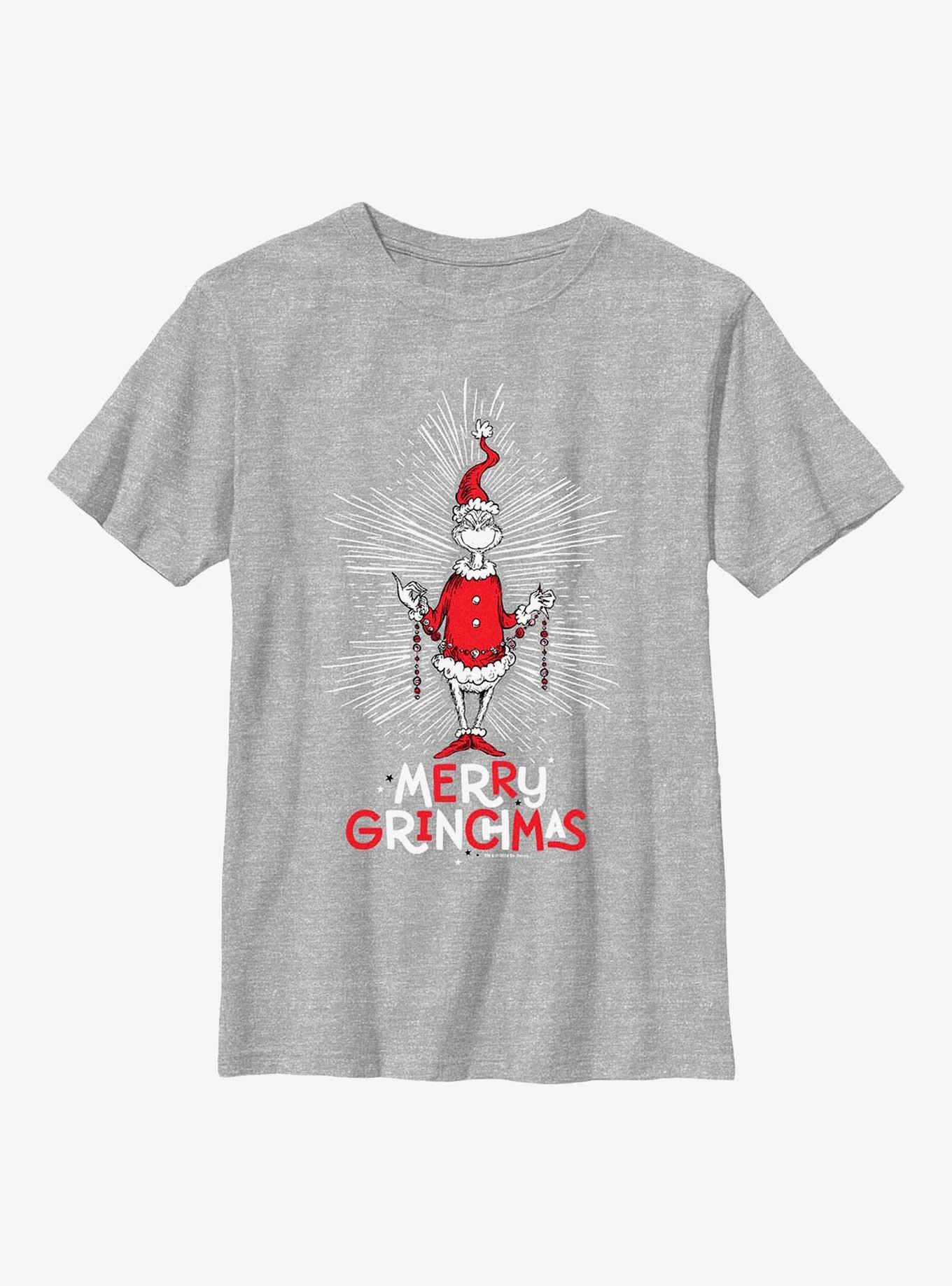 Dr Seuss Merry Grinchmas Garland Youth T-Shirt, , hi-res